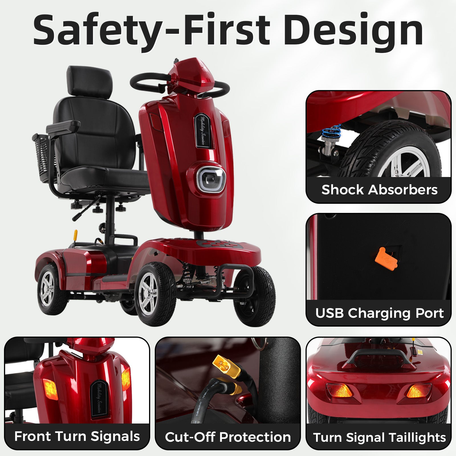 FOLDSCOOT  MS02 Plus Heavy-Duty Mobility Scooter for Seniors – 16/26-Mile Range | 400 lbs Capacity