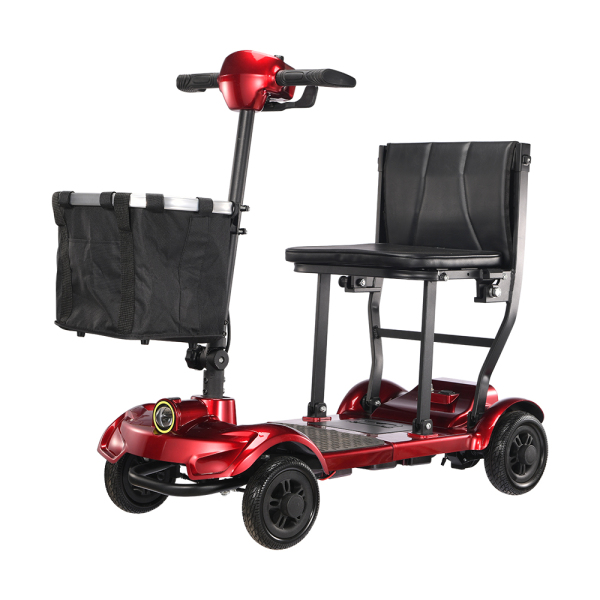 Foldscoot Compact Folding Mobility Scooter – Red (Model: X-17) Lightweight 4-Wheel Electric Scooter for Seniors & Adults | Foldable, 7.5 Miles Range, 265 LBS Weight Capacity