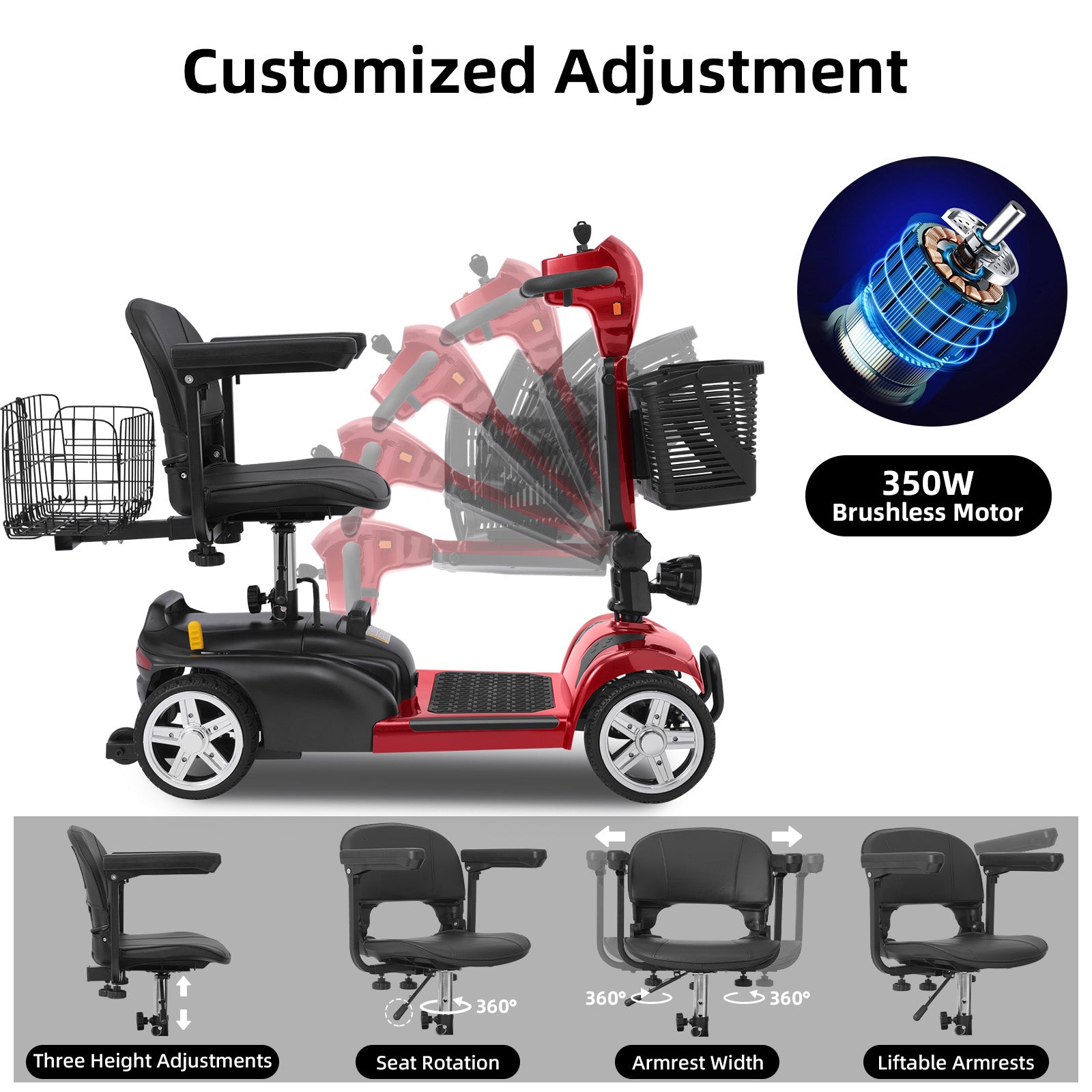 FOLDSCOOT MS02 4-Wheel Mobility Scooter for Seniors – 30-Mile Range | 7 MPH Top Speed