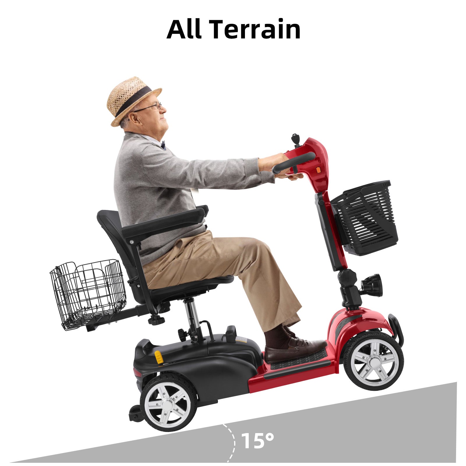 FOLDSCOOT MS02 4-Wheel Mobility Scooter for Seniors – 30-Mile Range | 7 MPH Top Speed