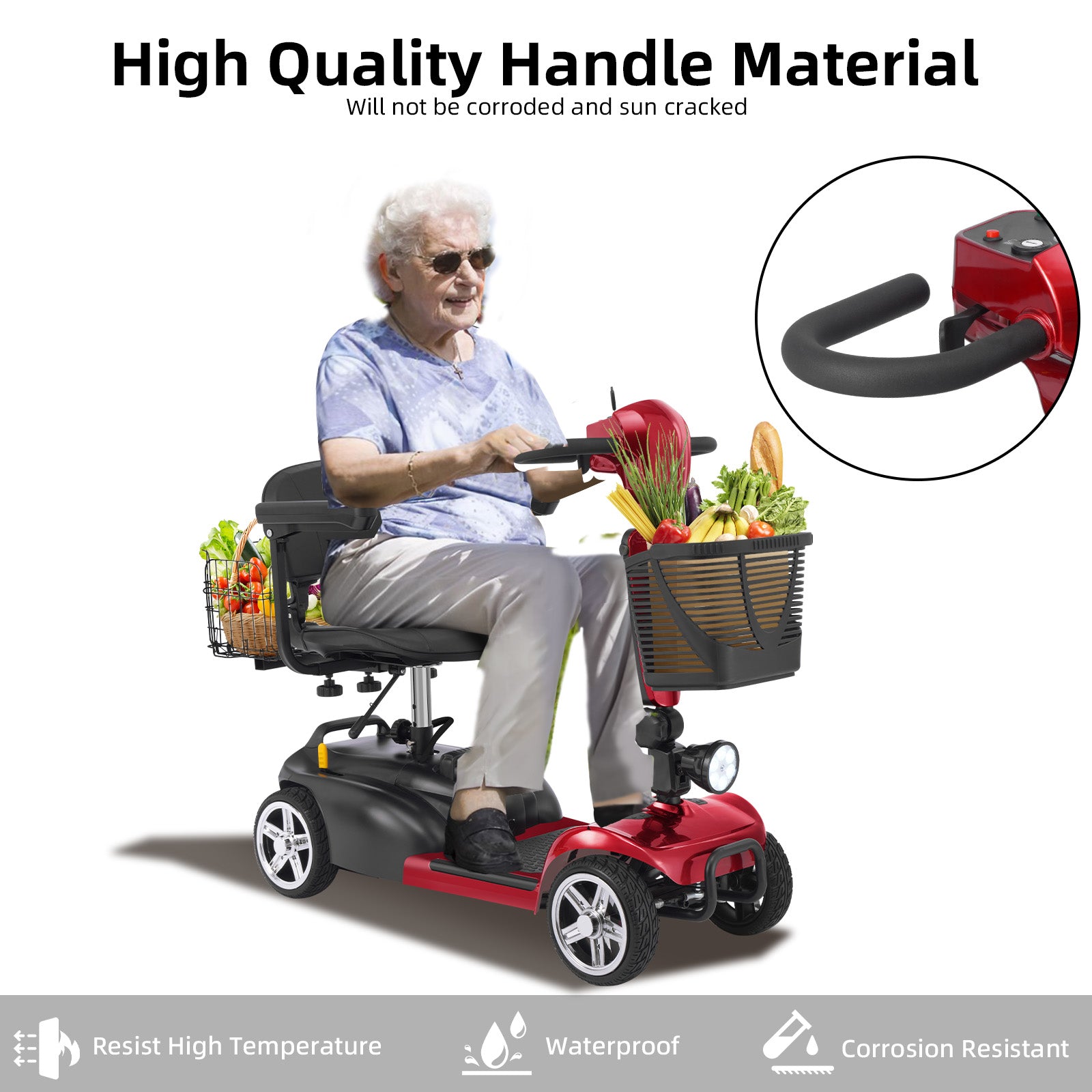 FOLDSCOOT MS02 4-Wheel Mobility Scooter for Seniors – 30-Mile Range | 7 MPH Top Speed