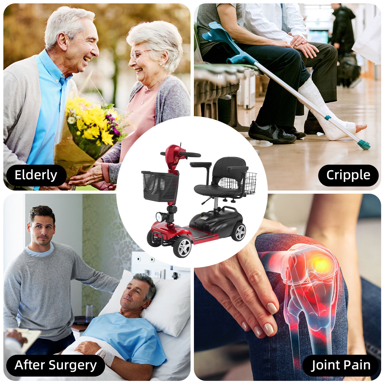FOLDSCOOT MS02 4-Wheel Mobility Scooter for Seniors – 30-Mile Range | 7 MPH Top Speed