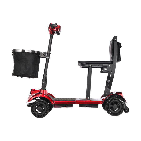 Foldscoot Compact Folding Mobility Scooter – Red (Model: X-17) Lightweight 4-Wheel Electric Scooter for Seniors & Adults | Foldable, 7.5 Miles Range, 265 LBS Weight Capacity