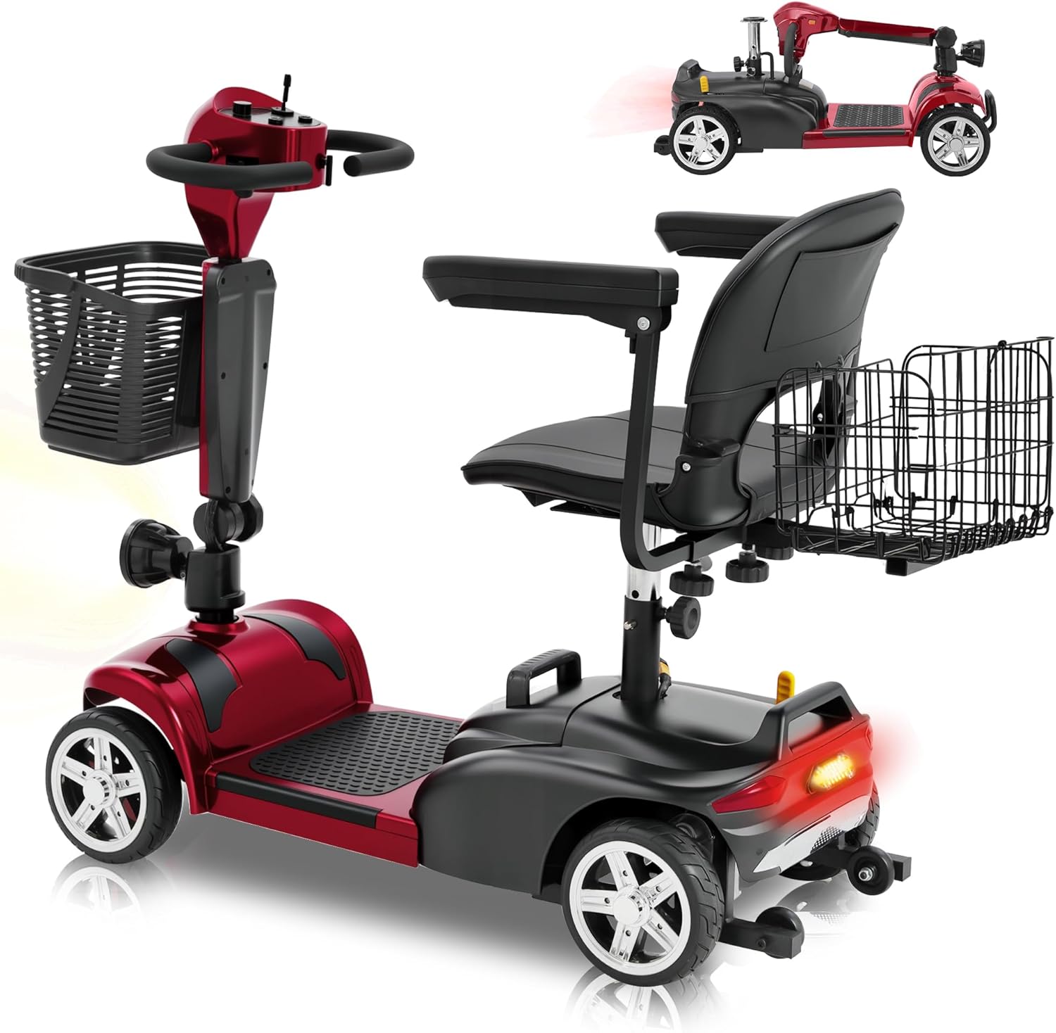 FOLDSCOOT MS02 4-Wheel Mobility Scooter for Seniors – 30-Mile Range | 7 MPH Top Speed