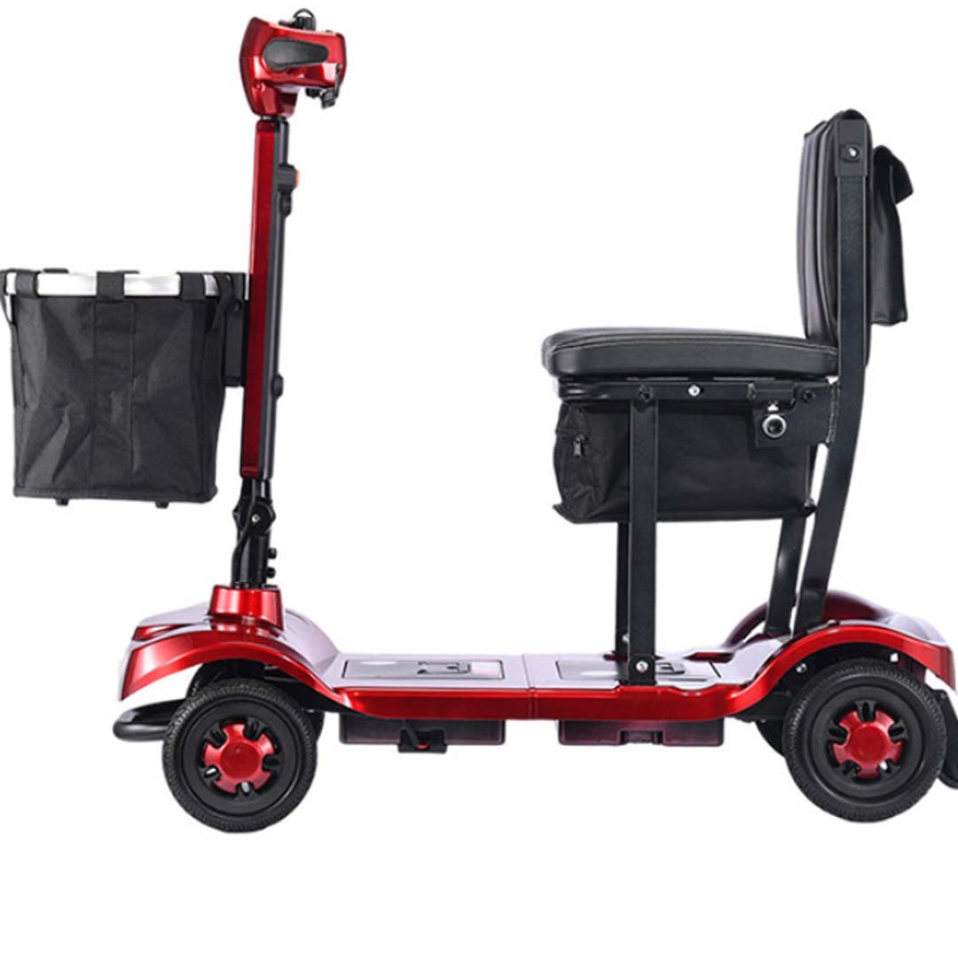 Foldscoot X-18 Compact Folding 4-Wheel Mobility Scooter, Red Lightweight Electric Scooter for Seniors & Adults, 7.5 Mile Range, 265 LBS Weight Capacity
