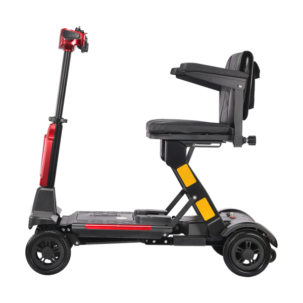 Foldscoot X-13 4-Wheel  Manual  Folding Mobility Scooter, 24V 270W Electric Powered Wheelchair for Seniors & Adults, Lightweight Portable Mobility Scooter with 7.46 Miles Range, 264.55 lbs Weight Capacity, Red