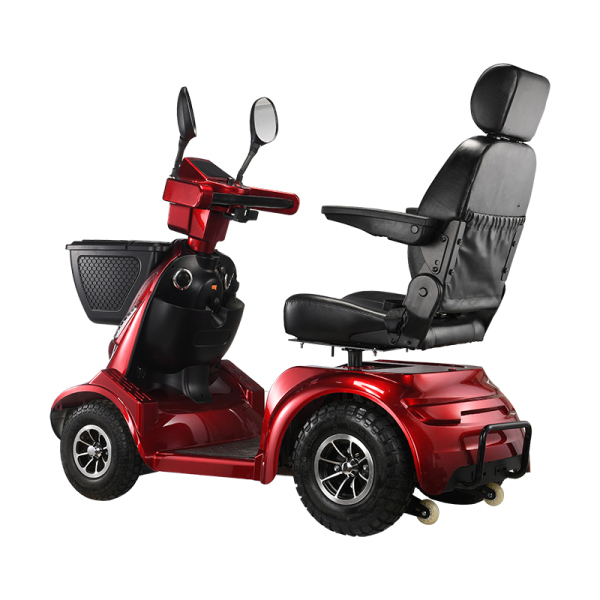 Foldscoot Heavy-Duty 4-Wheel Electric Mobility Scooter for Adults & Seniors, 397 lbs Weight Capacity, 21.8 Mile Long Range, 9.3 mph Max Speed, Non-Foldable Powered Scooter with Large Seat & Basket, Red