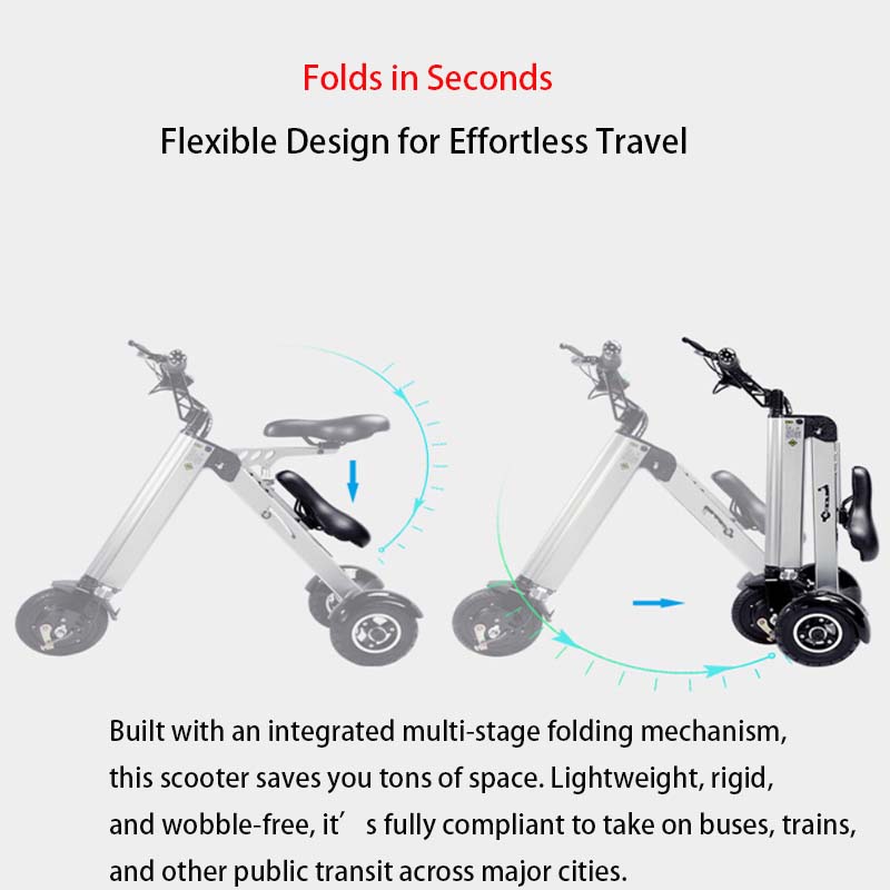 FOLDSCOOT K7S Foldable Electric Scooter for Adults, 250W Brushless Motor, 15-20km/h Max Speed, 25km Long Range, Lightweight 15kg Portable Mobility Scooter, 120kg Load, Foldable for Car Trunk, Silver Gray