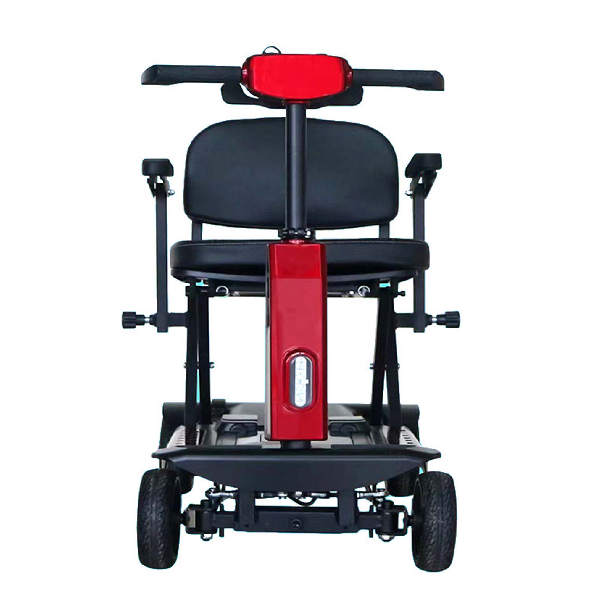 Foldscoot X-11 Manual Folding Mobility Scooter for Seniors, 4-Wheel Lightweight Electric Scooter, 7.5 Mile Range, 265 LBS Capacity, Red, Fits in Car Trunks