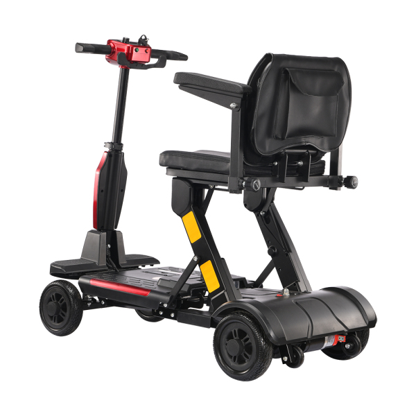 Foldscoot X-13 4-Wheel  Manual  Folding Mobility Scooter, 24V 270W Electric Powered Wheelchair for Seniors & Adults, Lightweight Portable Mobility Scooter with 7.46 Miles Range, 264.55 lbs Weight Capacity, Red