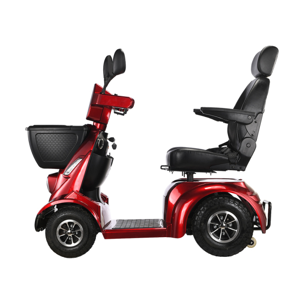 Foldscoot Heavy-Duty 4-Wheel Electric Mobility Scooter for Adults & Seniors, 397 lbs Weight Capacity, 21.8 Mile Long Range, 9.3 mph Max Speed, Non-Foldable Powered Scooter with Large Seat & Basket, Red