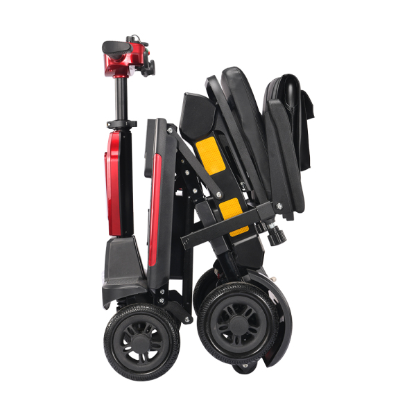 Foldscoot X-13 4-Wheel  Manual  Folding Mobility Scooter, 24V 270W Electric Powered Wheelchair for Seniors & Adults, Lightweight Portable Mobility Scooter with 7.46 Miles Range, 264.55 lbs Weight Capacity, Red