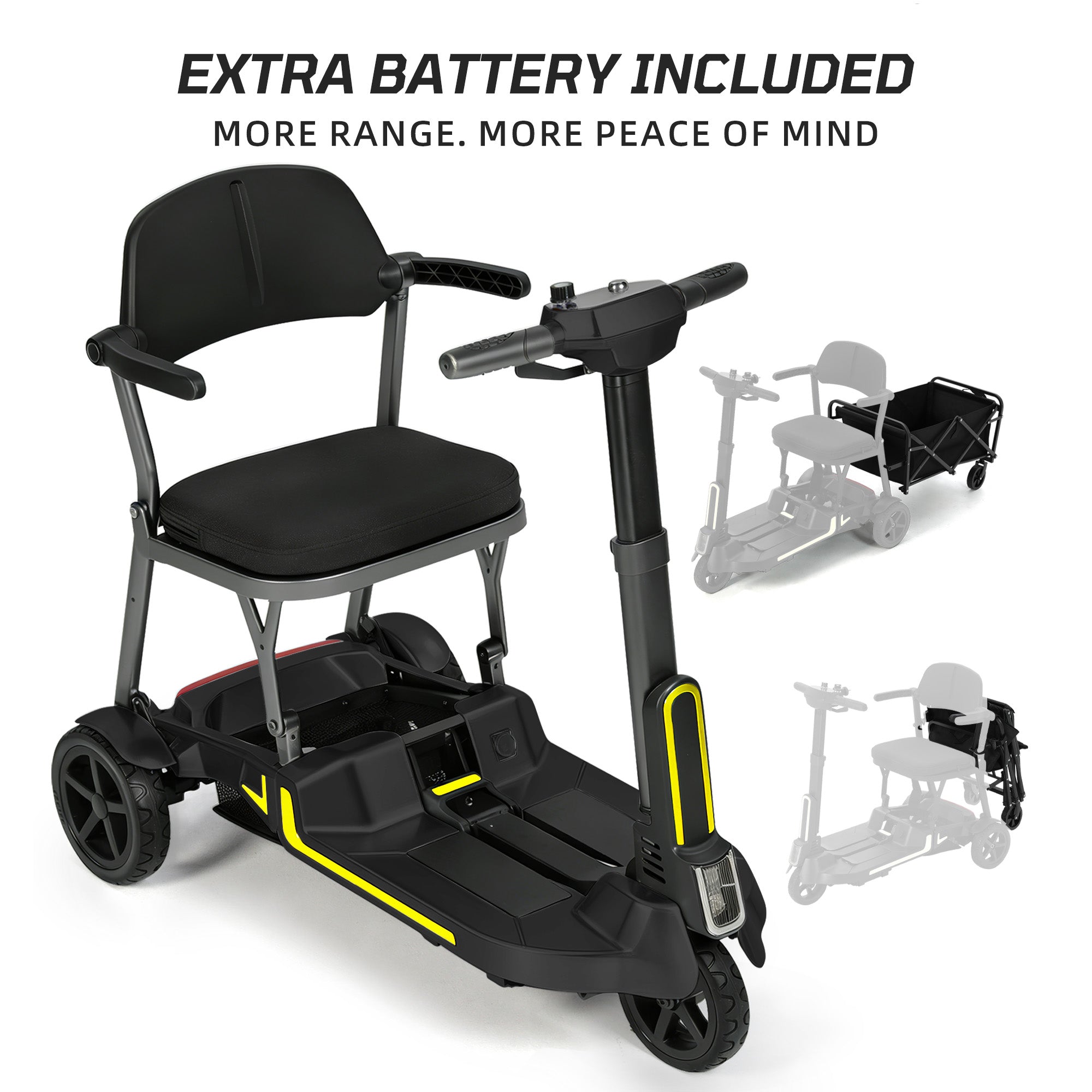【Introducing the All-New】 M3 Lightweight Foldable Mobility Scooter for Seniors – 30 lbs, 33" Turning Radius, 20/32-Mile Range
