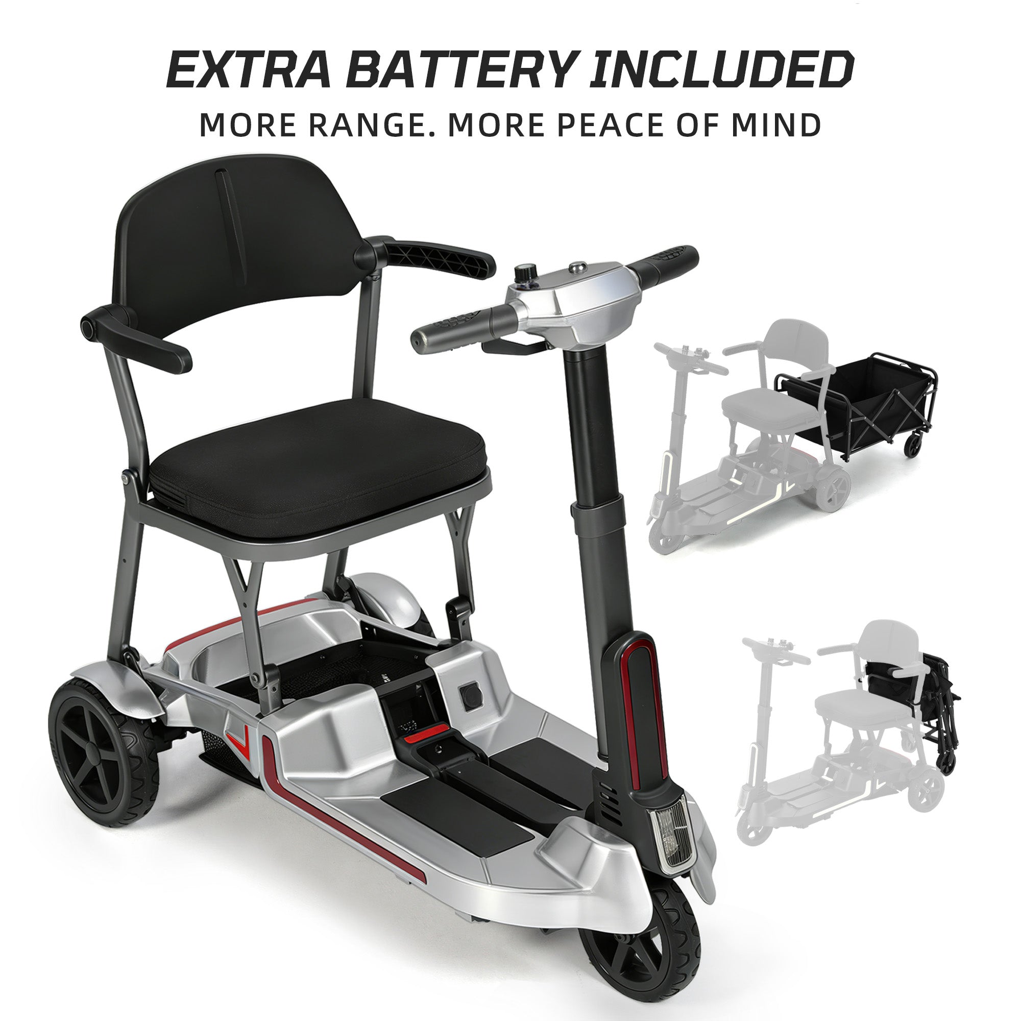 【Introducing the All-New】 M3 Lightweight Foldable Mobility Scooter for Seniors – 30 lbs, 33" Turning Radius, 20/32-Mile Range