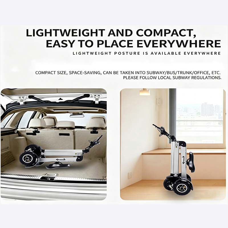 FOLDSCOOT K7S Foldable Electric Scooter for Adults, 250W Brushless Motor, 15-20km/h Max Speed, 25km Long Range, Lightweight 15kg Portable Mobility Scooter, 120kg Load, Foldable for Car Trunk, Silver Gray