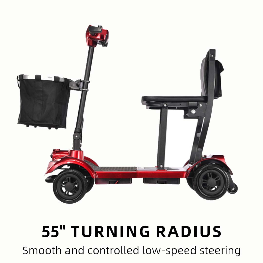 Foldscoot Compact Folding Mobility Scooter – Red (Model: X-17) Lightweight 4-Wheel Electric Scooter for Seniors & Adults | Foldable, 7.5 Miles Range, 265 LBS Weight Capacity