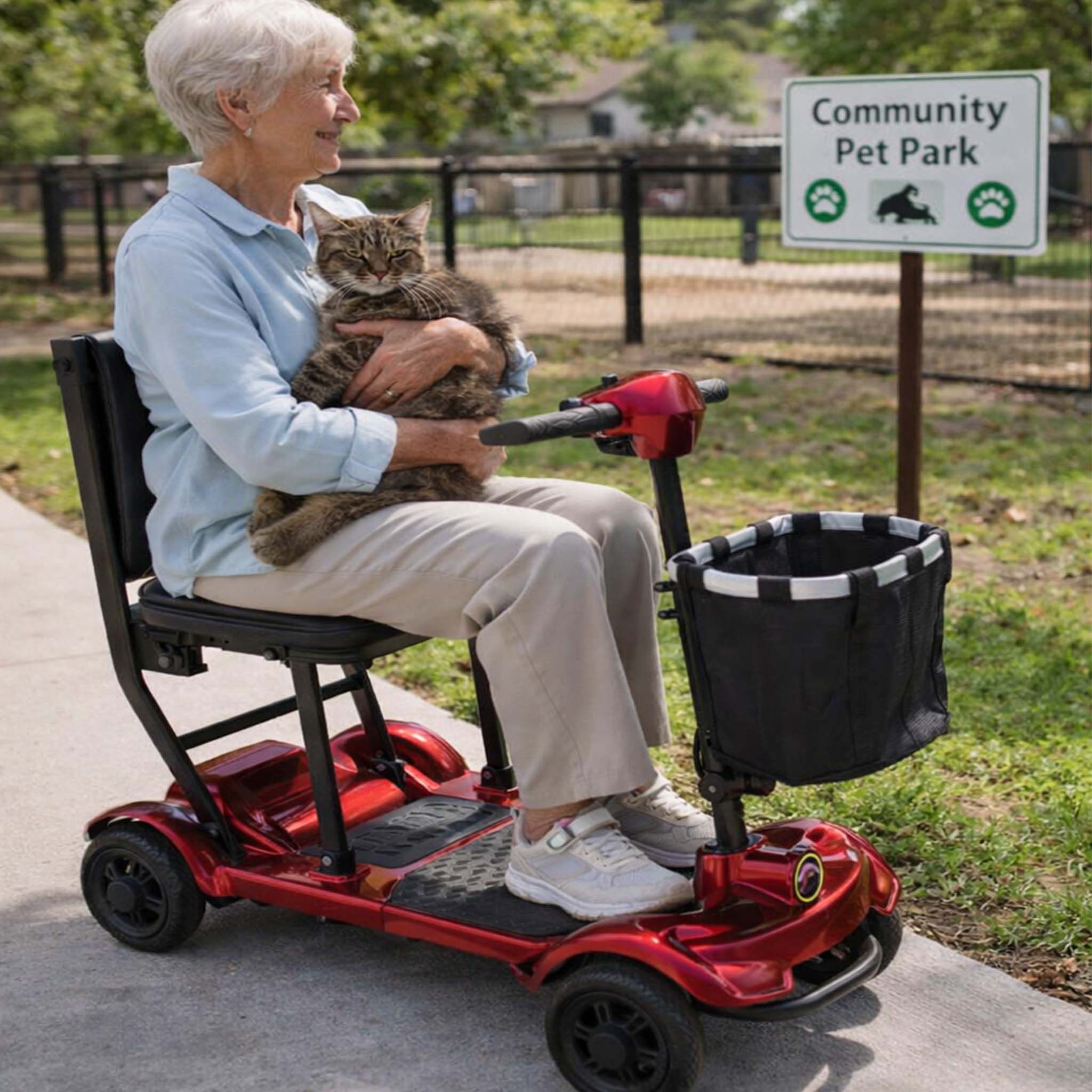 Foldscoot Compact Folding Mobility Scooter – Red (Model: X-17) Lightweight 4-Wheel Electric Scooter for Seniors & Adults | Foldable, 7.5 Miles Range, 265 LBS Weight Capacity