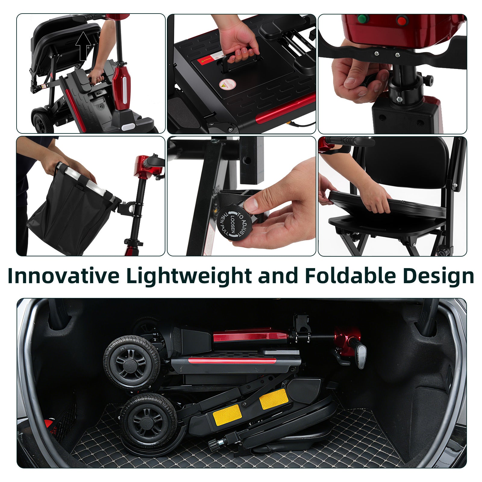 FOLDSCOOT MS02 F Foldable Mobility Scooter for Seniors – 15/20/30-Mile Range | 330 lbs Capacity