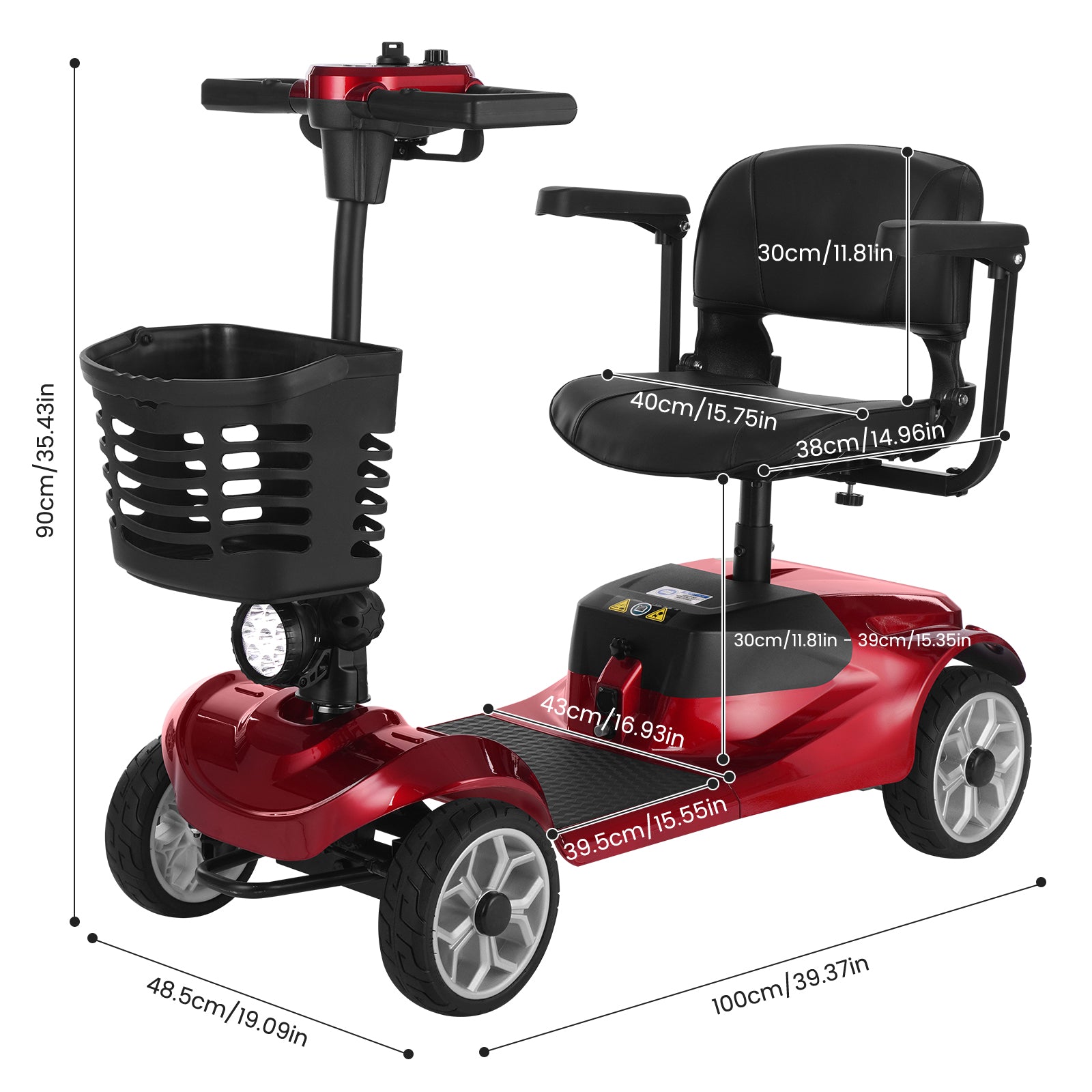 FOLDSCOOT MS01 4-Wheel Foldable Mobility Scooter for Seniors – 15-Mile Range | 300 lbs Capacity