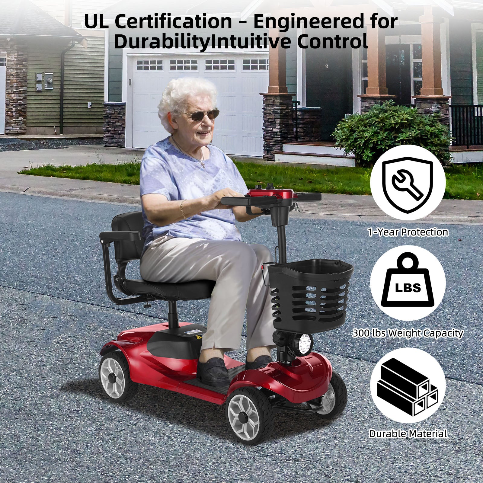 FOLDSCOOT MS01 4-Wheel Foldable Mobility Scooter for Seniors – 15-Mile Range | 300 lbs Capacity