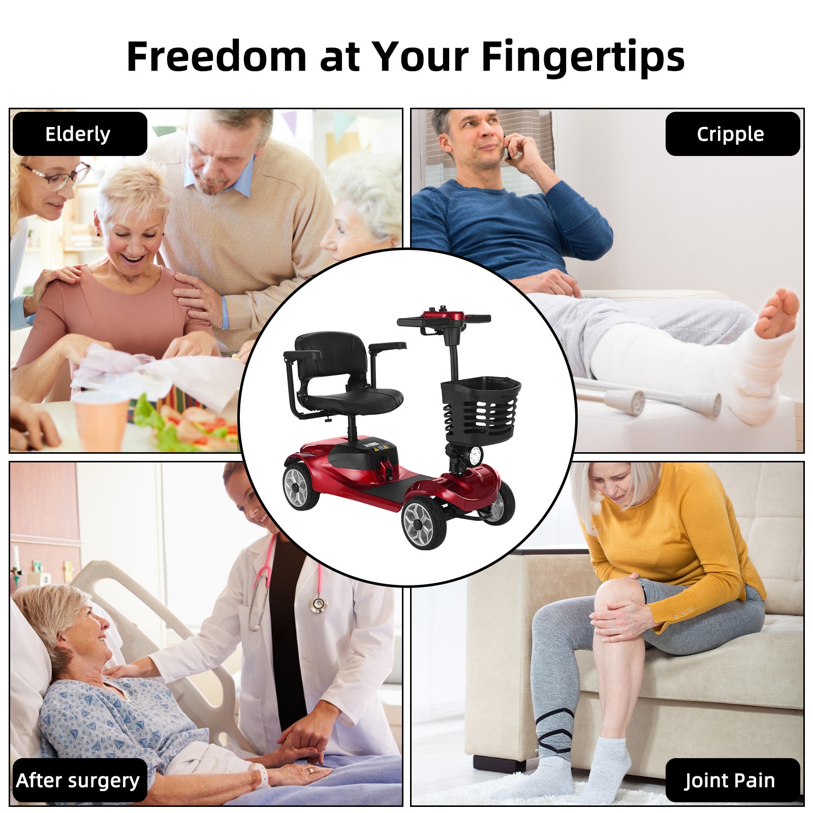 FOLDSCOOT MS01 4-Wheel Foldable Mobility Scooter for Seniors – 15-Mile Range | 300 lbs Capacity