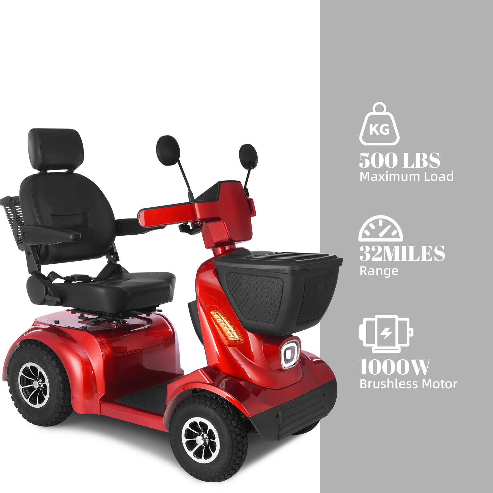 FOLDSCOOT  MS02 MAX Heavy-Duty Mobility Scooter for Seniors – 32-Mile Range | 500 lbs Capacity