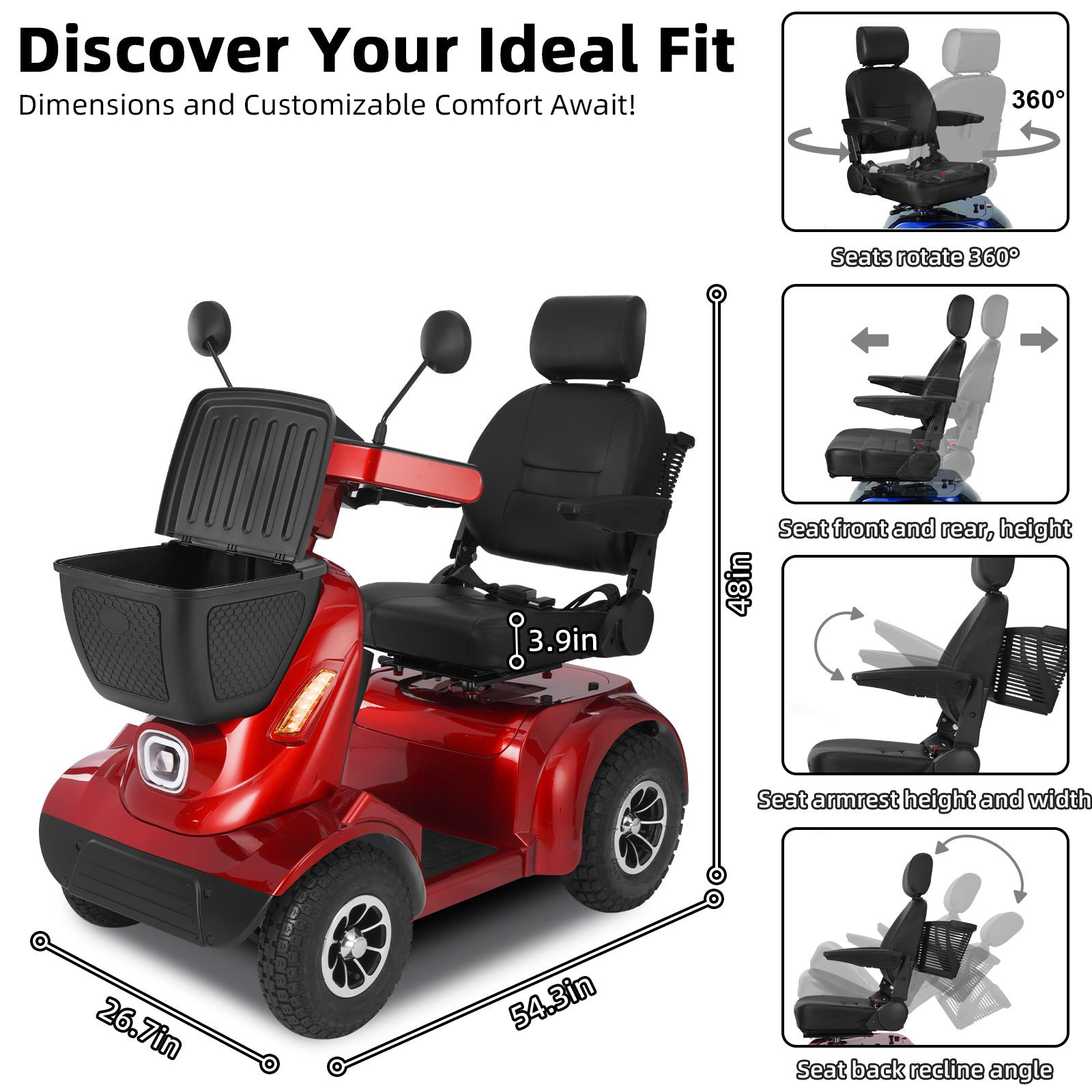FOLDSCOOT  MS02 MAX Heavy-Duty Mobility Scooter for Seniors – 32-Mile Range | 500 lbs Capacity