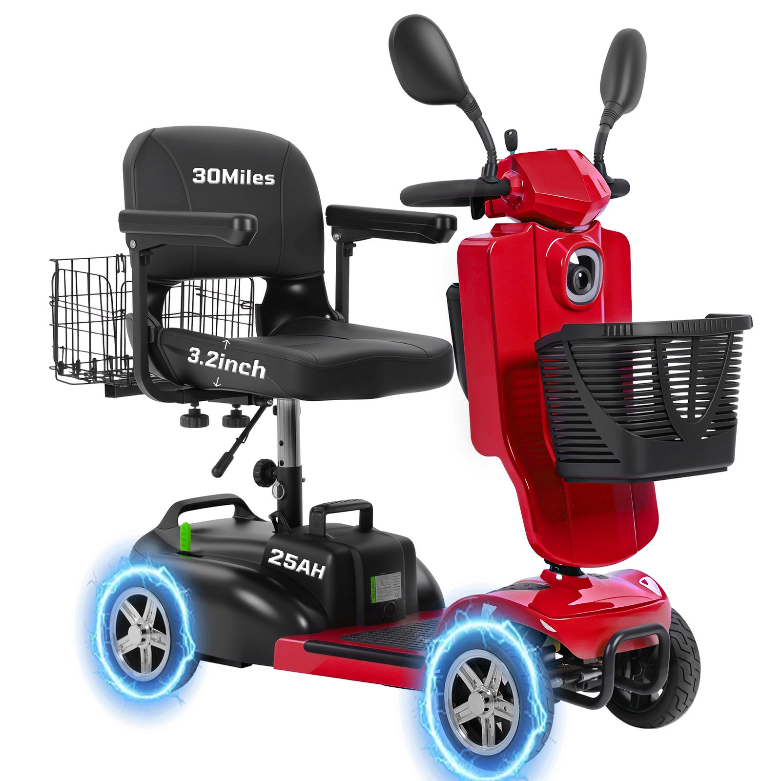 FOLDSCOOT MS02 Pro Foldable Mobility Scooter for Seniors – 30-Mile Range | Multi-Storage Design