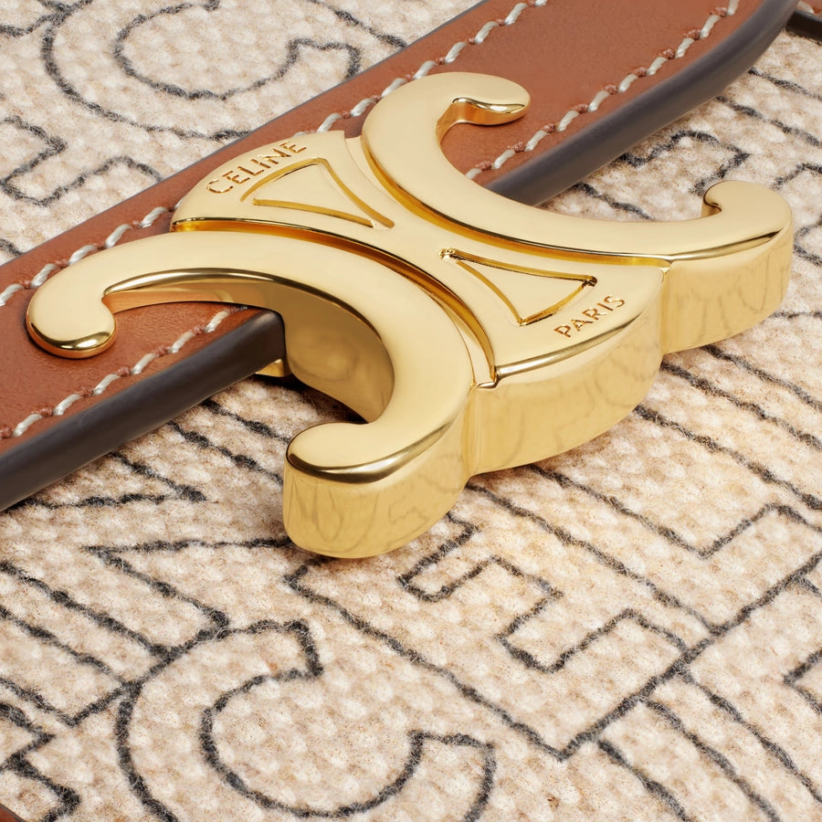 スモールウォレット トリオンフ / 全面CELINEプリント テキスタイル ナチュラル / タン