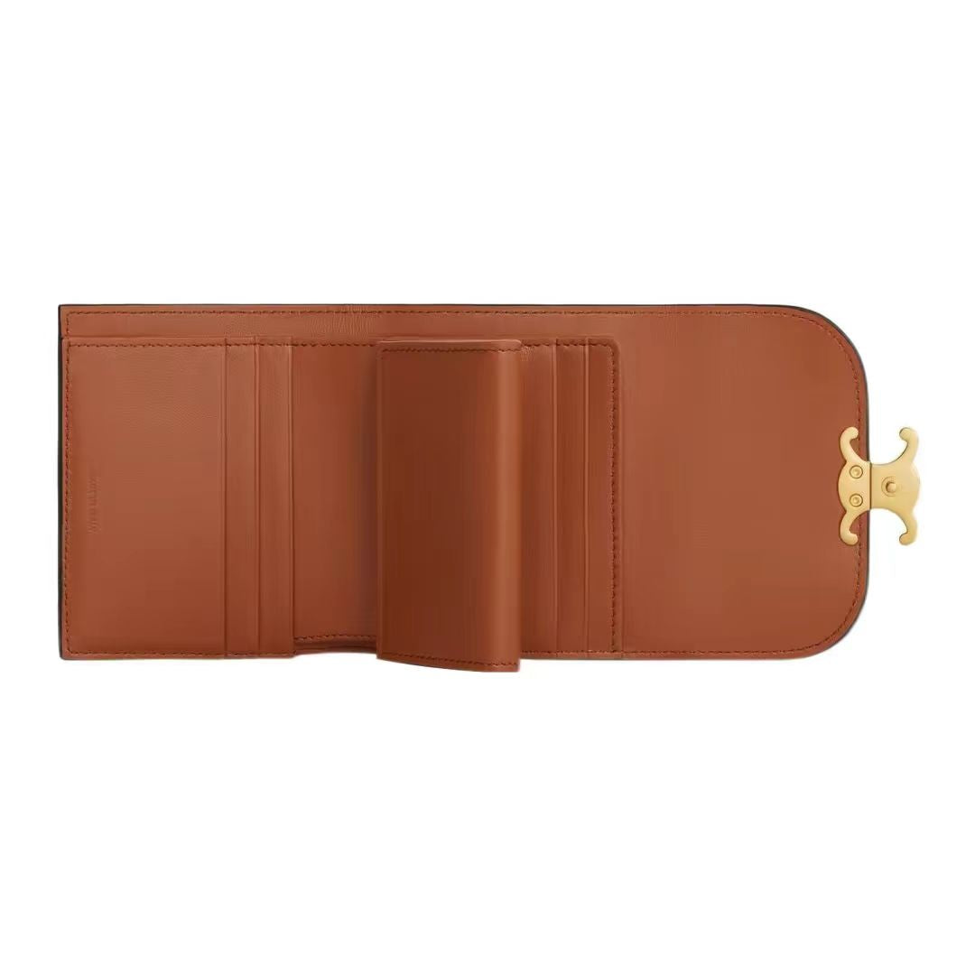 スモールウォレット トリオンフ / 全面CELINEプリント テキスタイル かいぐんブルー / タン