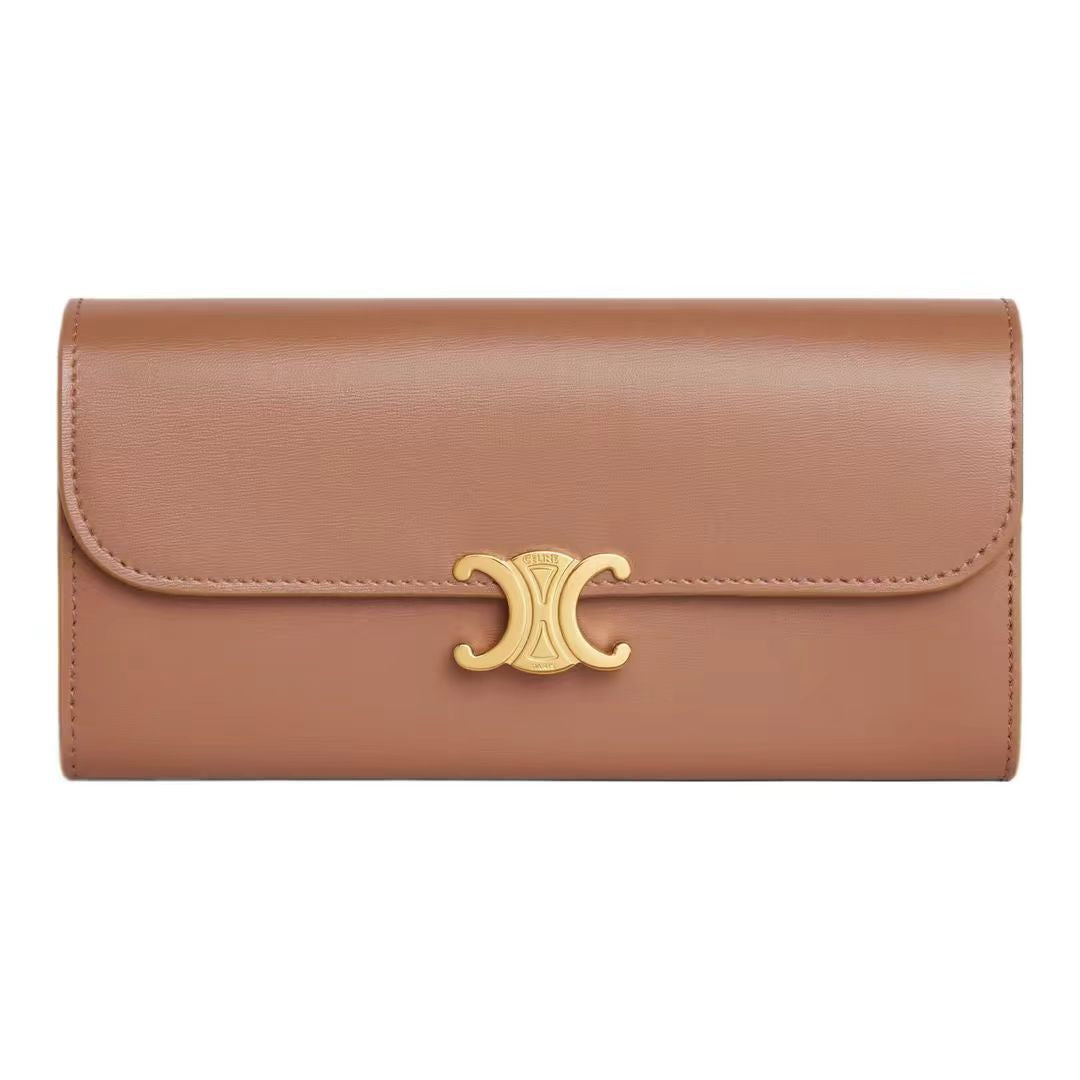 ラージウォレット トリオンフ / シャイニースムースラムスキン タン