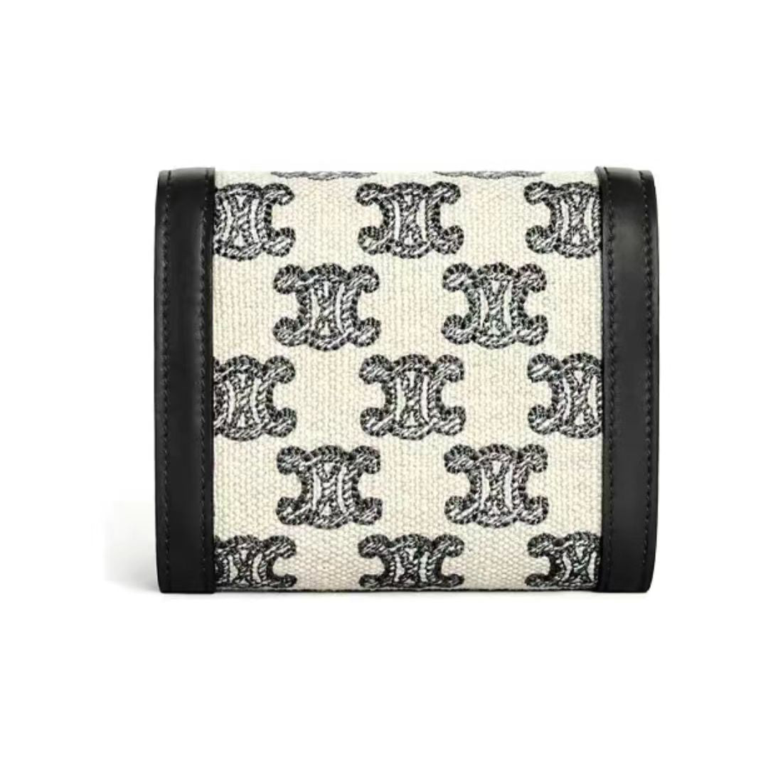 スモールウォレット トリオンフ / トリオンフプリント入りテキスタイル＆カーフスキン くろいろ