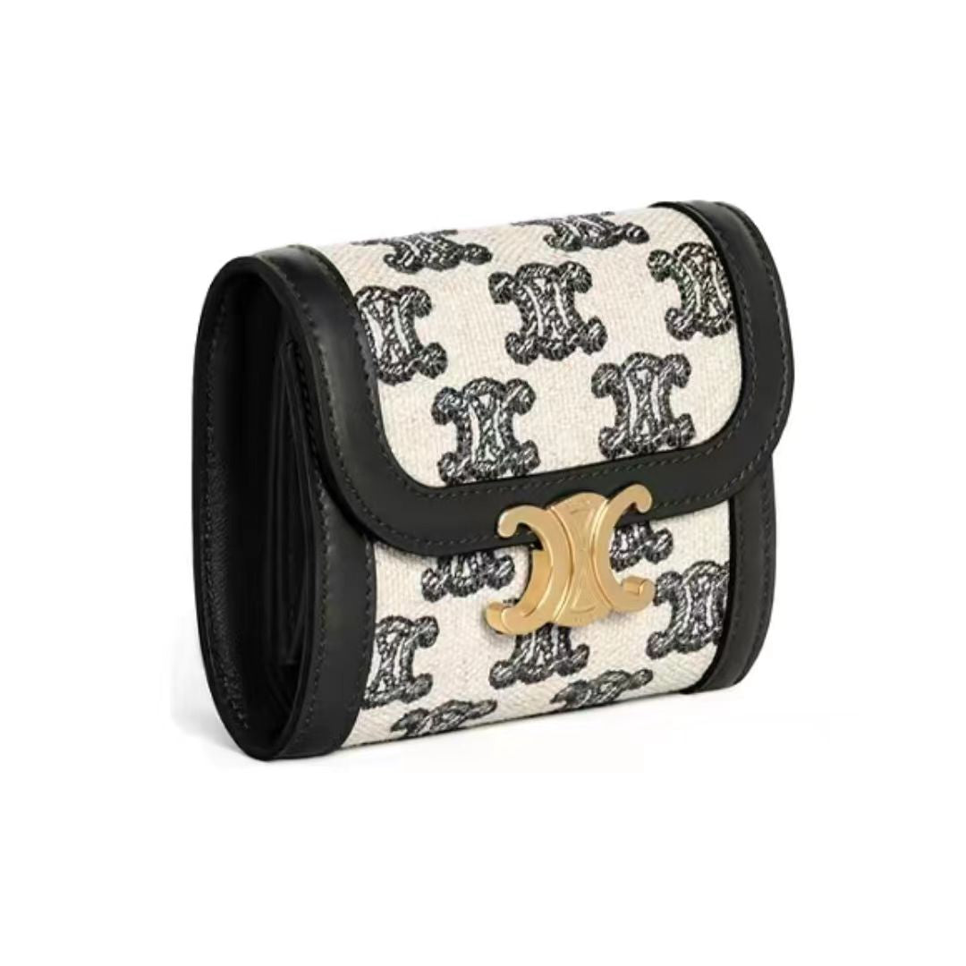 スモールウォレット トリオンフ / トリオンフプリント入りテキスタイル＆カーフスキン くろいろ