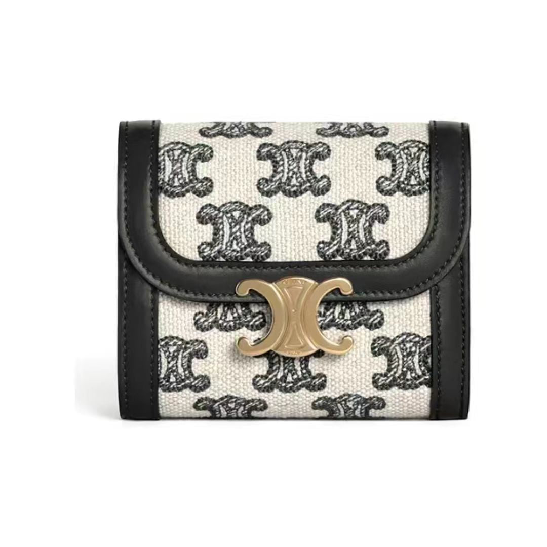 スモールウォレット トリオンフ / トリオンフプリント入りテキスタイル＆カーフスキン くろいろ