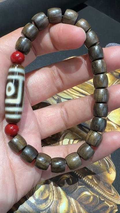 Two-eyed Dzi bead bracelet（cp-1-3365）