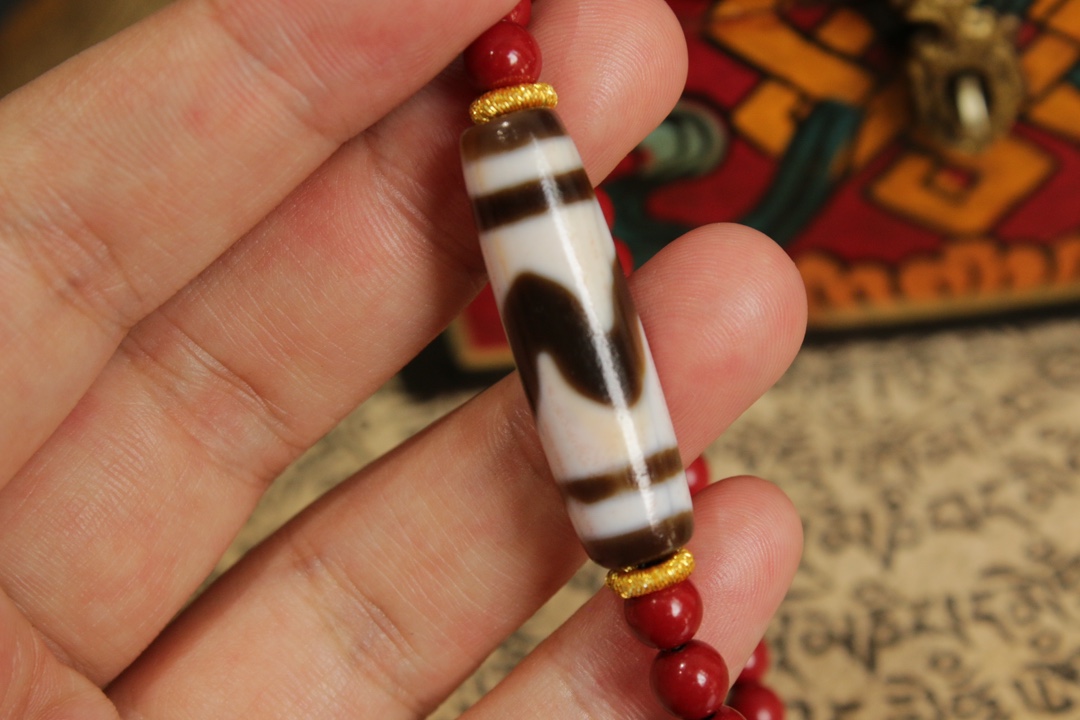Tiger Tooth Dzi Bead Bracelet（Unique ID:cp1-1662）