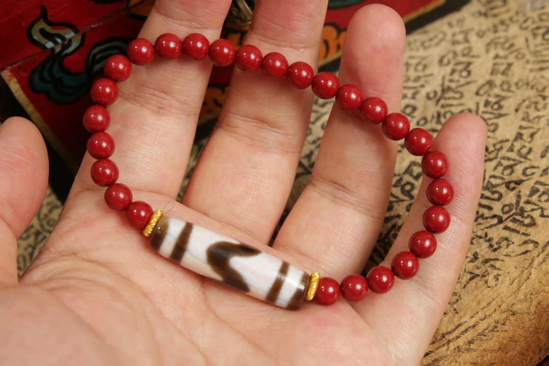 Tiger Tooth Dzi Bead Bracelet（Unique ID:cp1-1662）