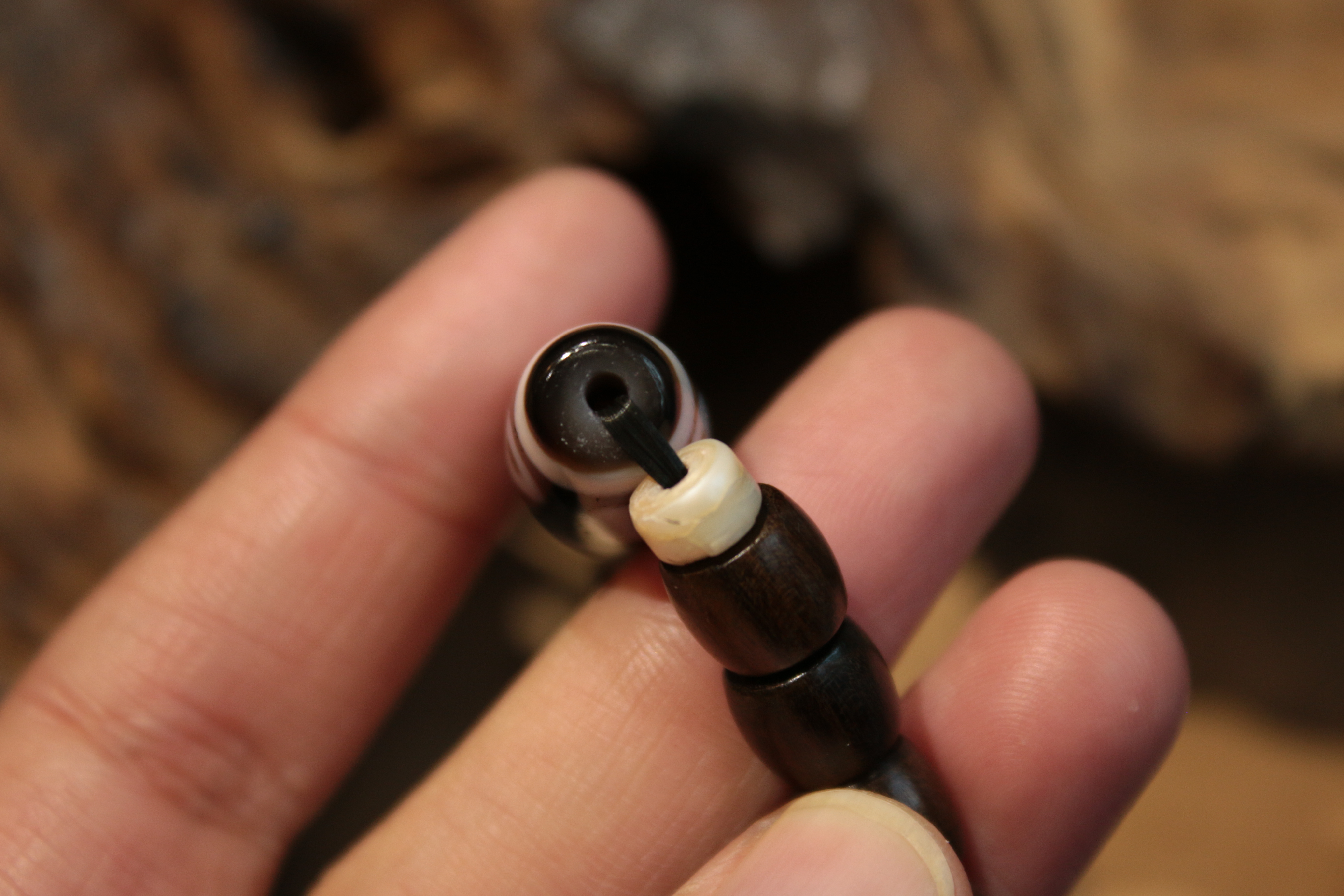 Agarwood and White Hair Dzi Bead Bracelet（Unique ID:cp-1-3476）