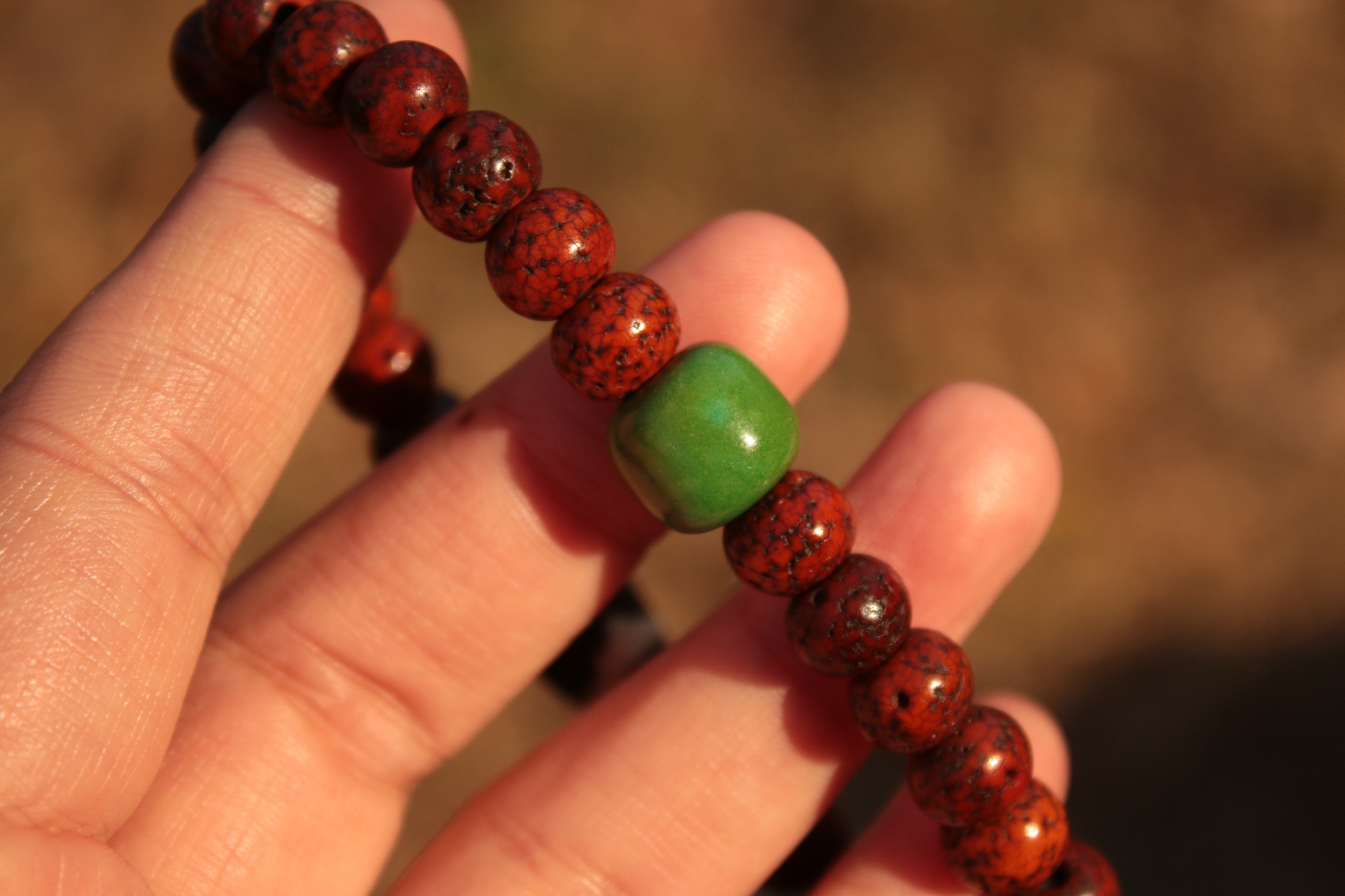 Star-and-Moon Bodhi & Tiger-Tooth Dzi Bead Bracelet（Unique ID:cp-1-5950）