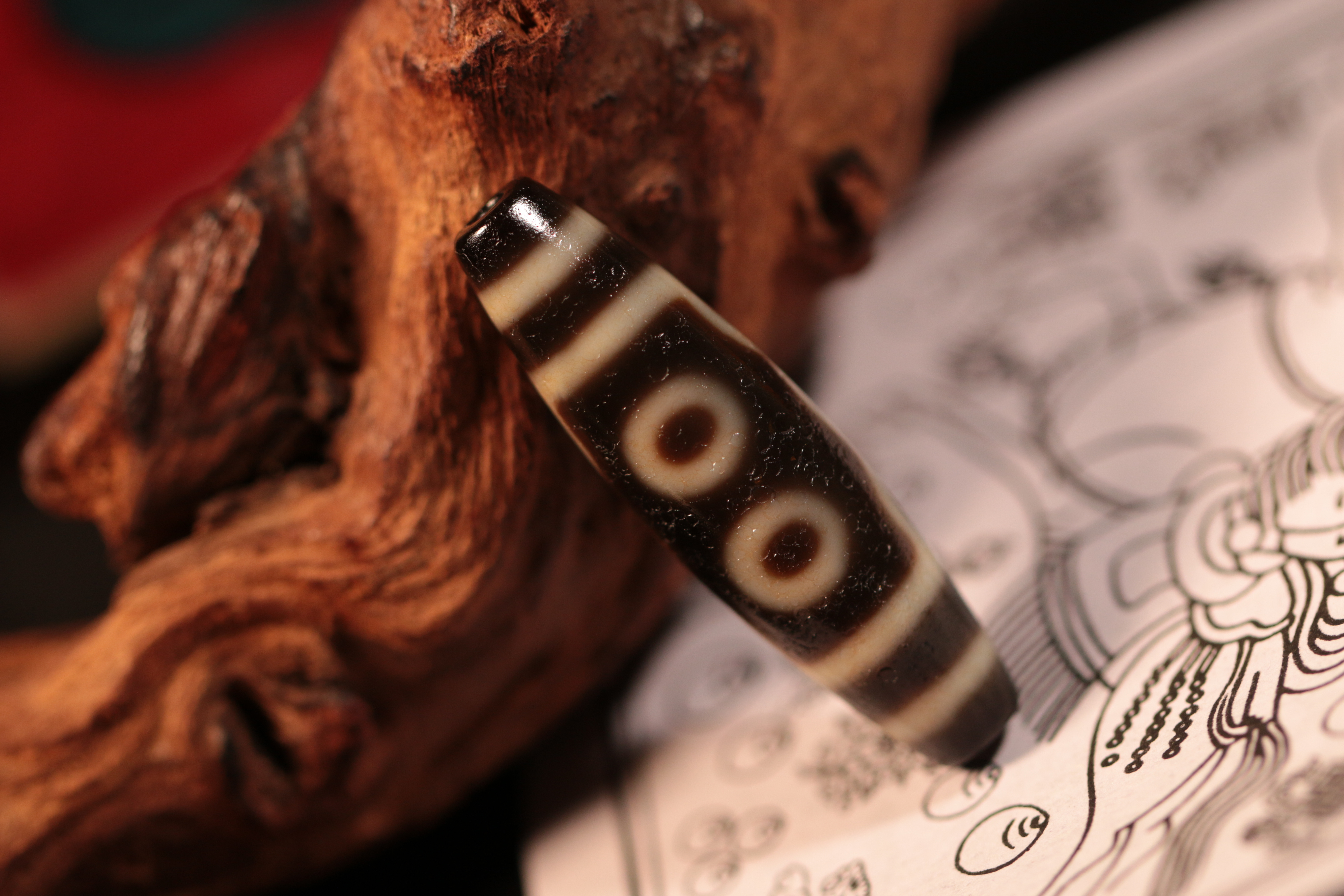 Five-Eyed Dzi Bead（Unique ID:tz-5-0347）