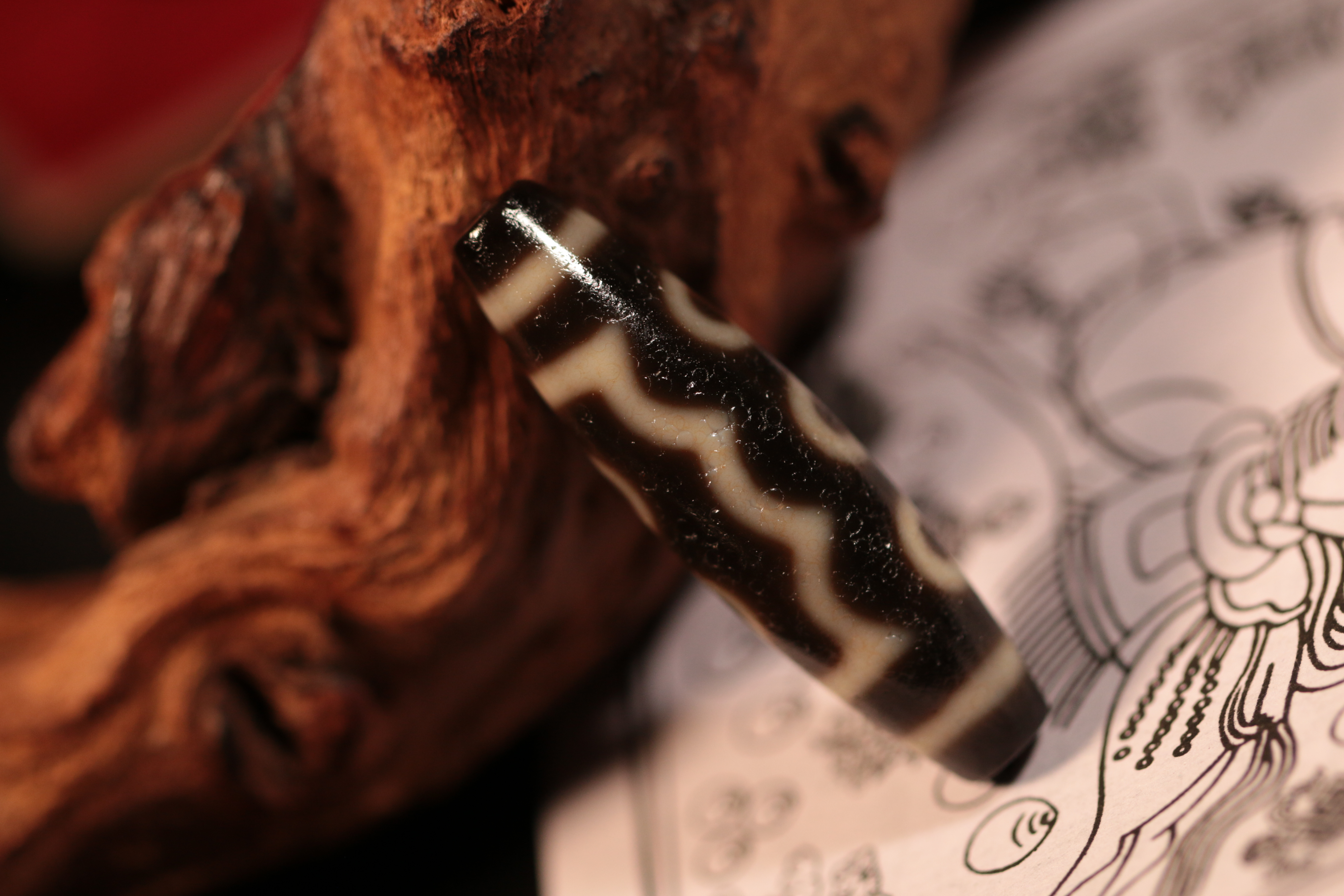 Five-Eyed Dzi Bead（Unique ID:tz-5-0347）