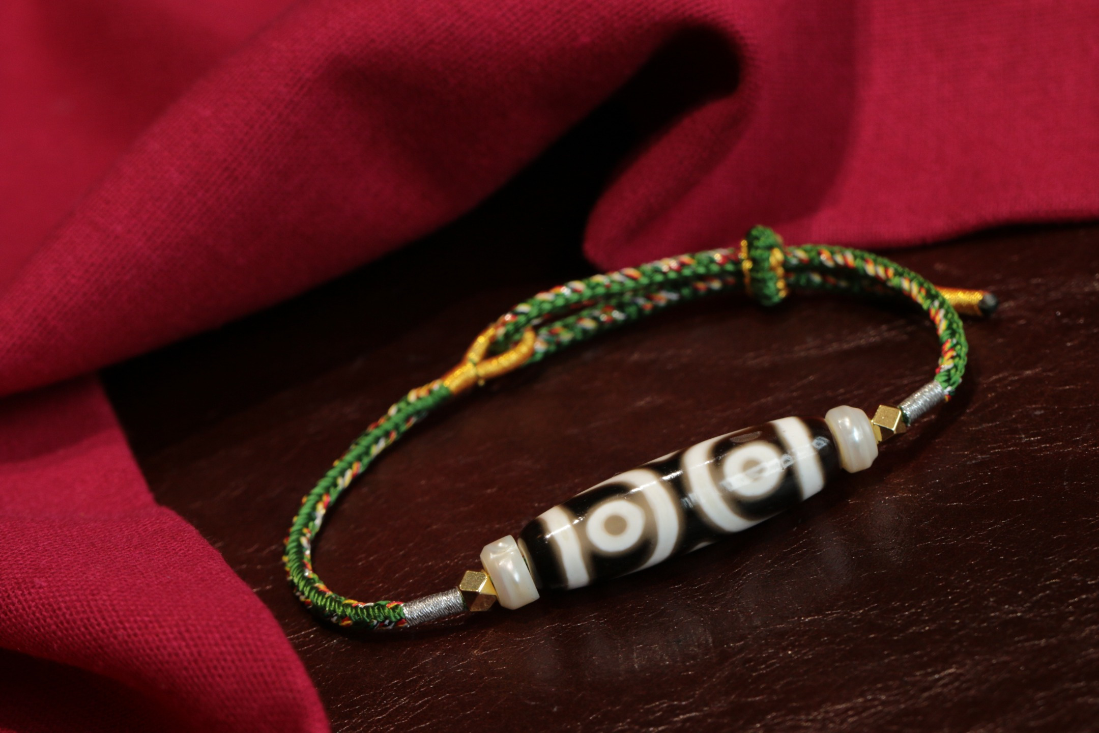 Three-Eyed Dzi Bead Bracelet（Unique ID:cp-1-4358）