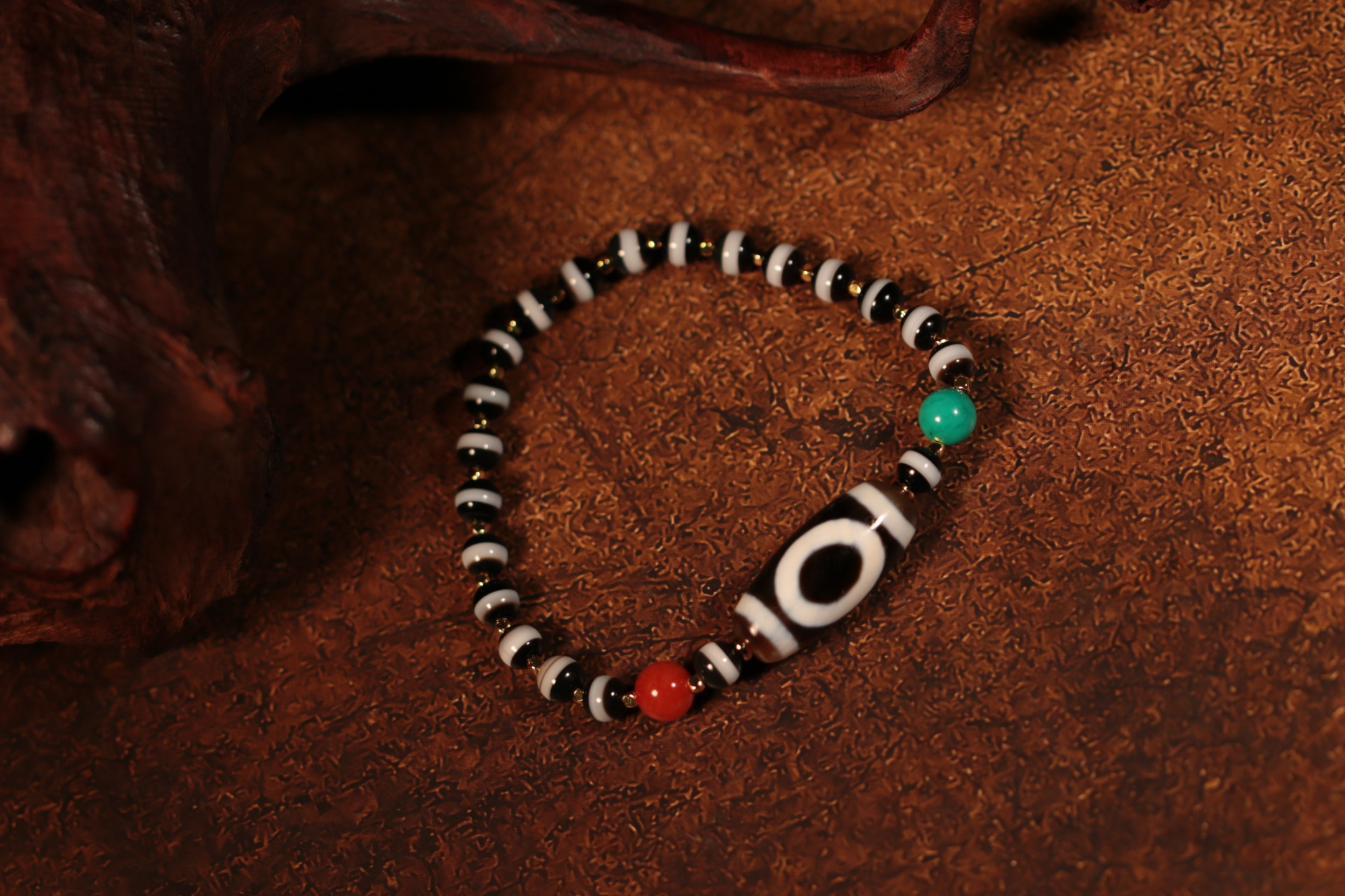 Medicine Master Heaven and Earth Dzi Bead Bracelet（Unique ID:cp-1-6430）