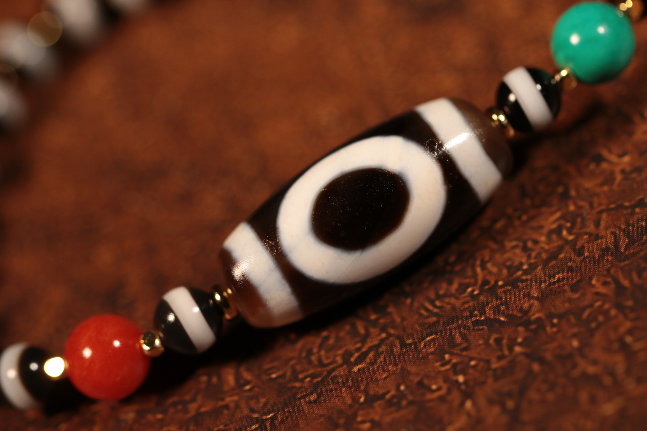Medicine Master Heaven and Earth Dzi Bead Bracelet（Unique ID:cp-1-6430）