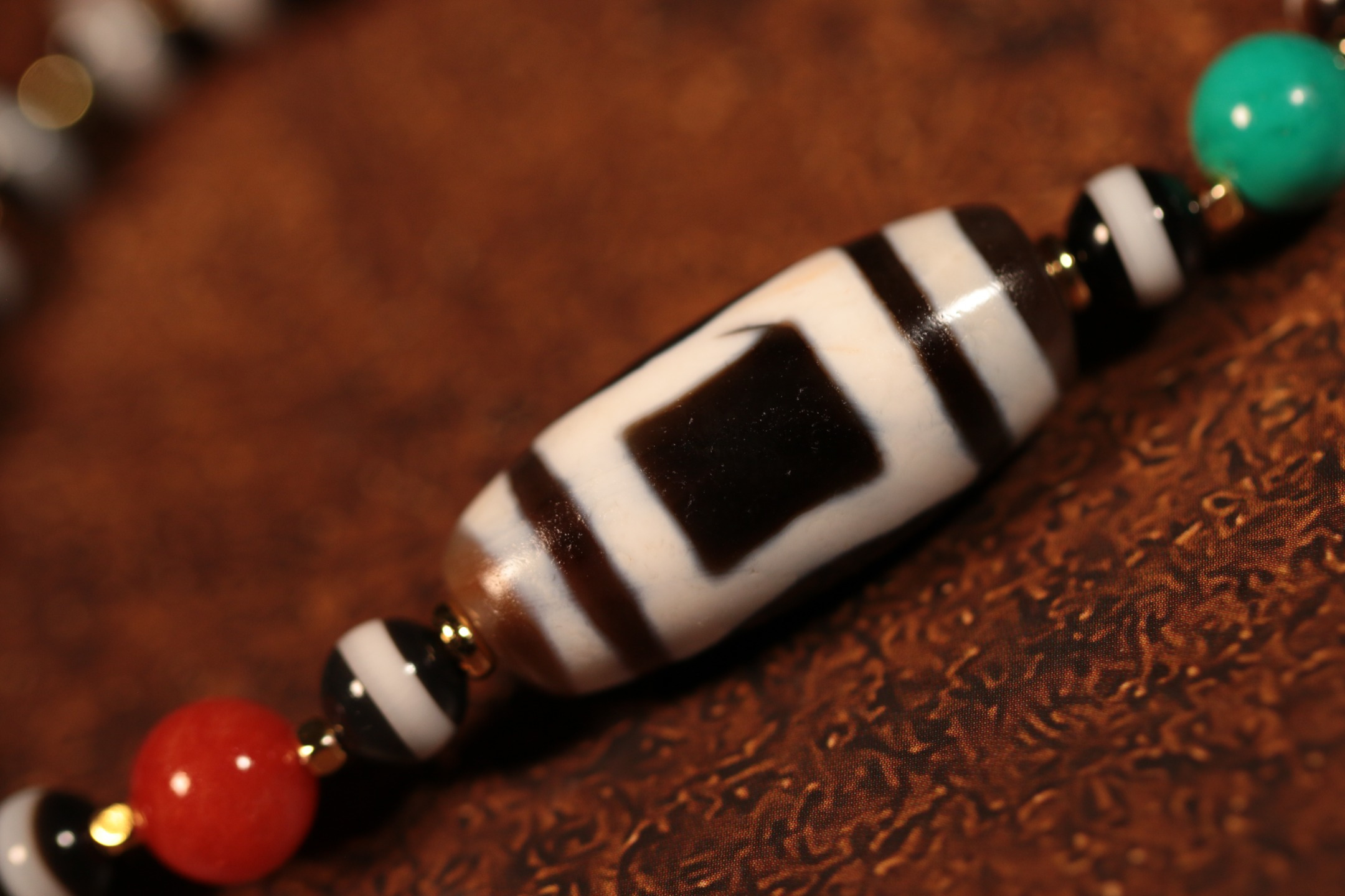 Medicine Master Heaven and Earth Dzi Bead Bracelet（Unique ID:cp-1-6430）