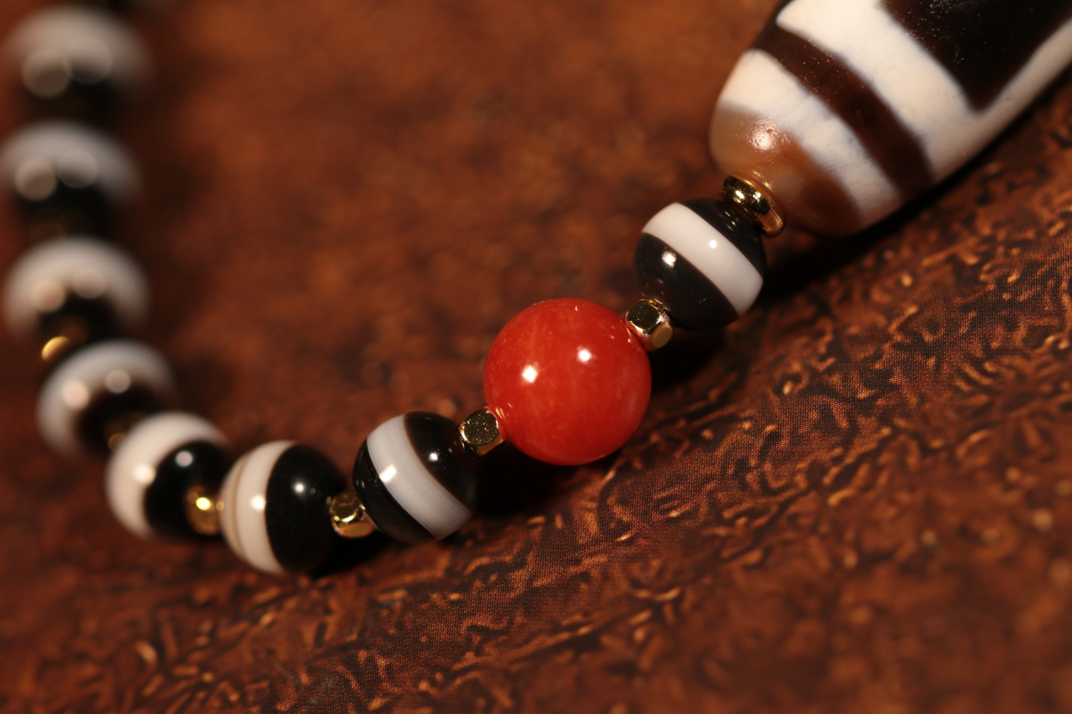 Medicine Master Heaven and Earth Dzi Bead Bracelet（Unique ID:cp-1-6430）