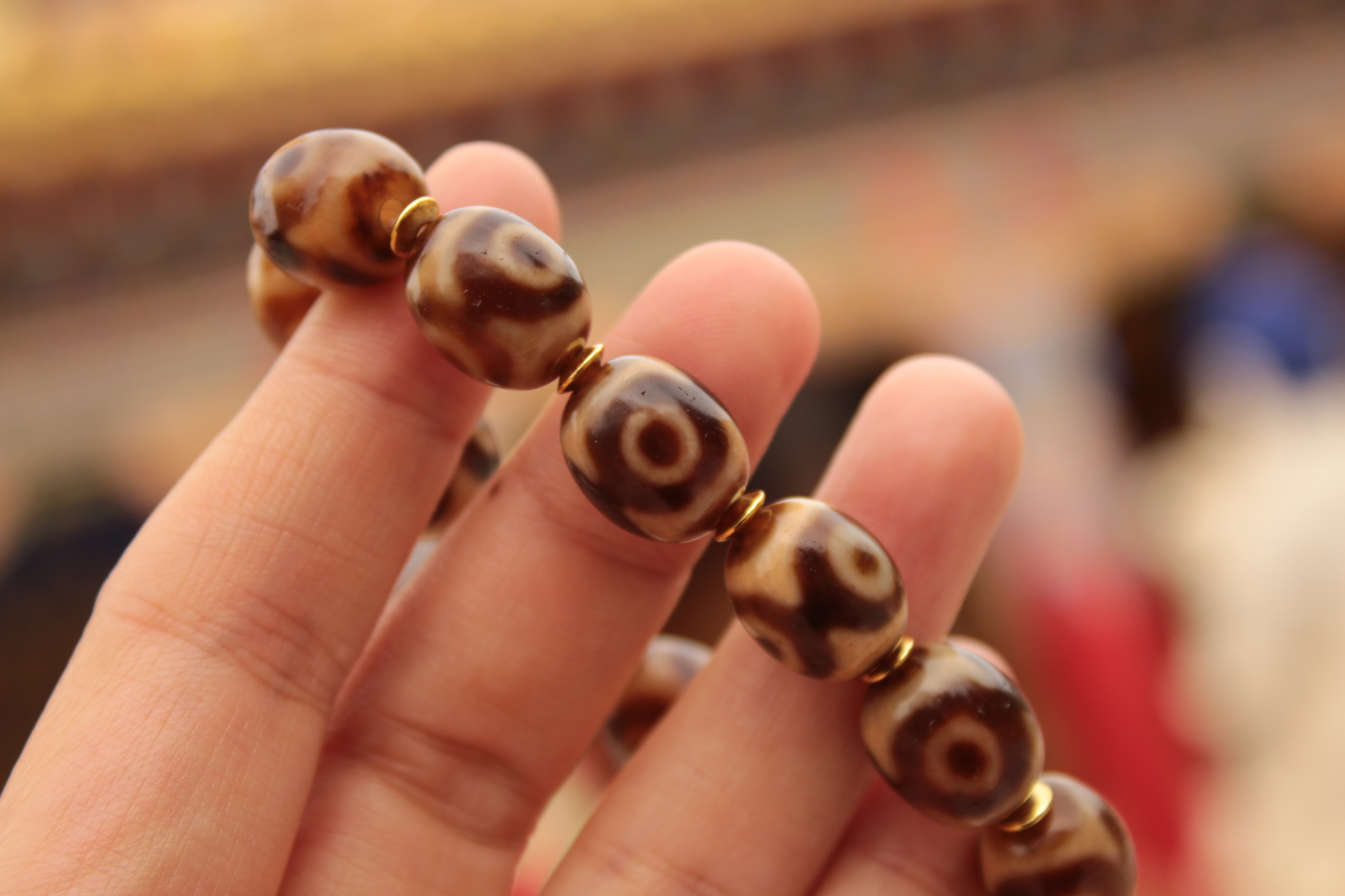 Three-Eyed Dzi Bead Bracelet（Unique ID:cp-1-5696）