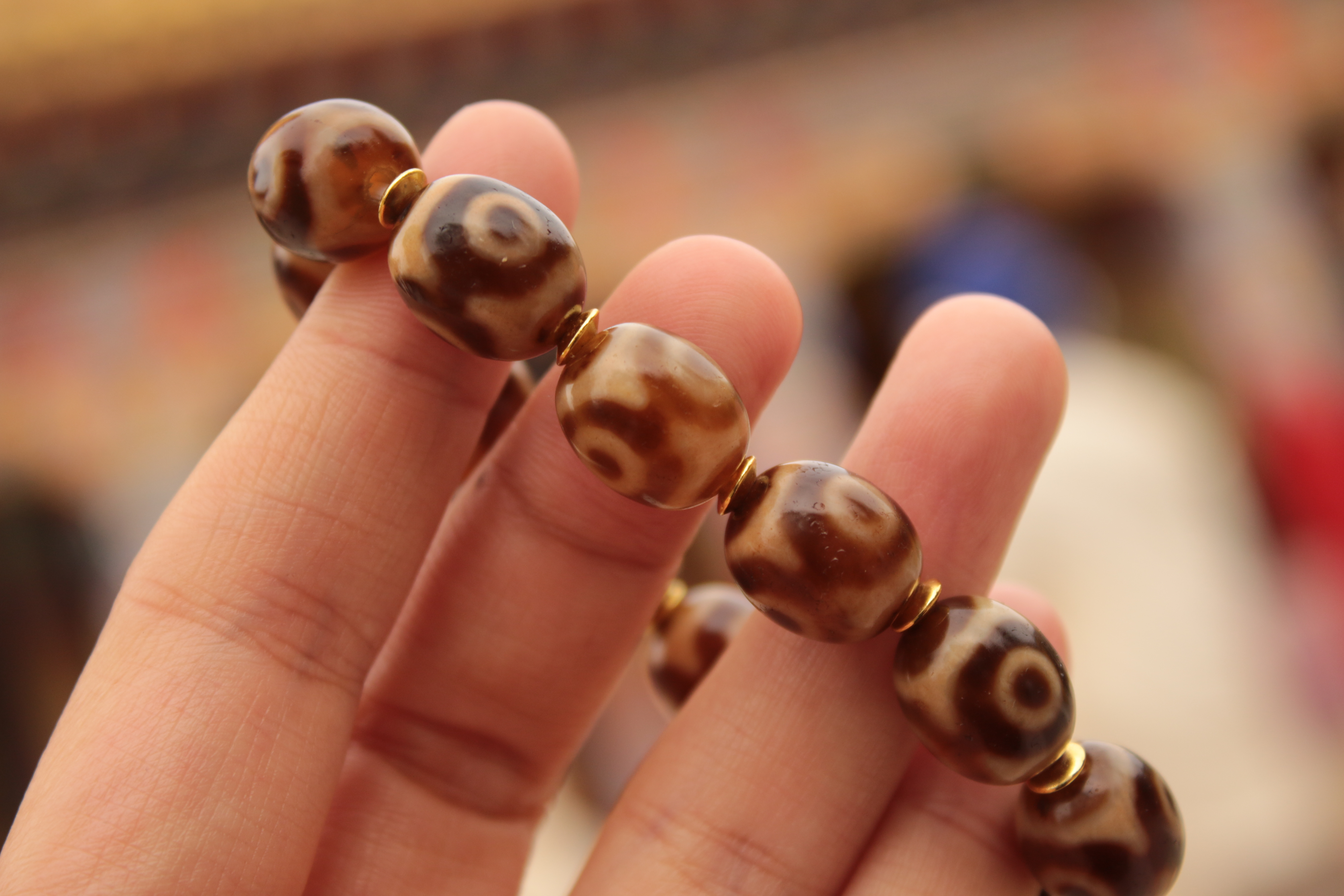 Three-Eyed Dzi Bead Bracelet（Unique ID:cp-1-5696）