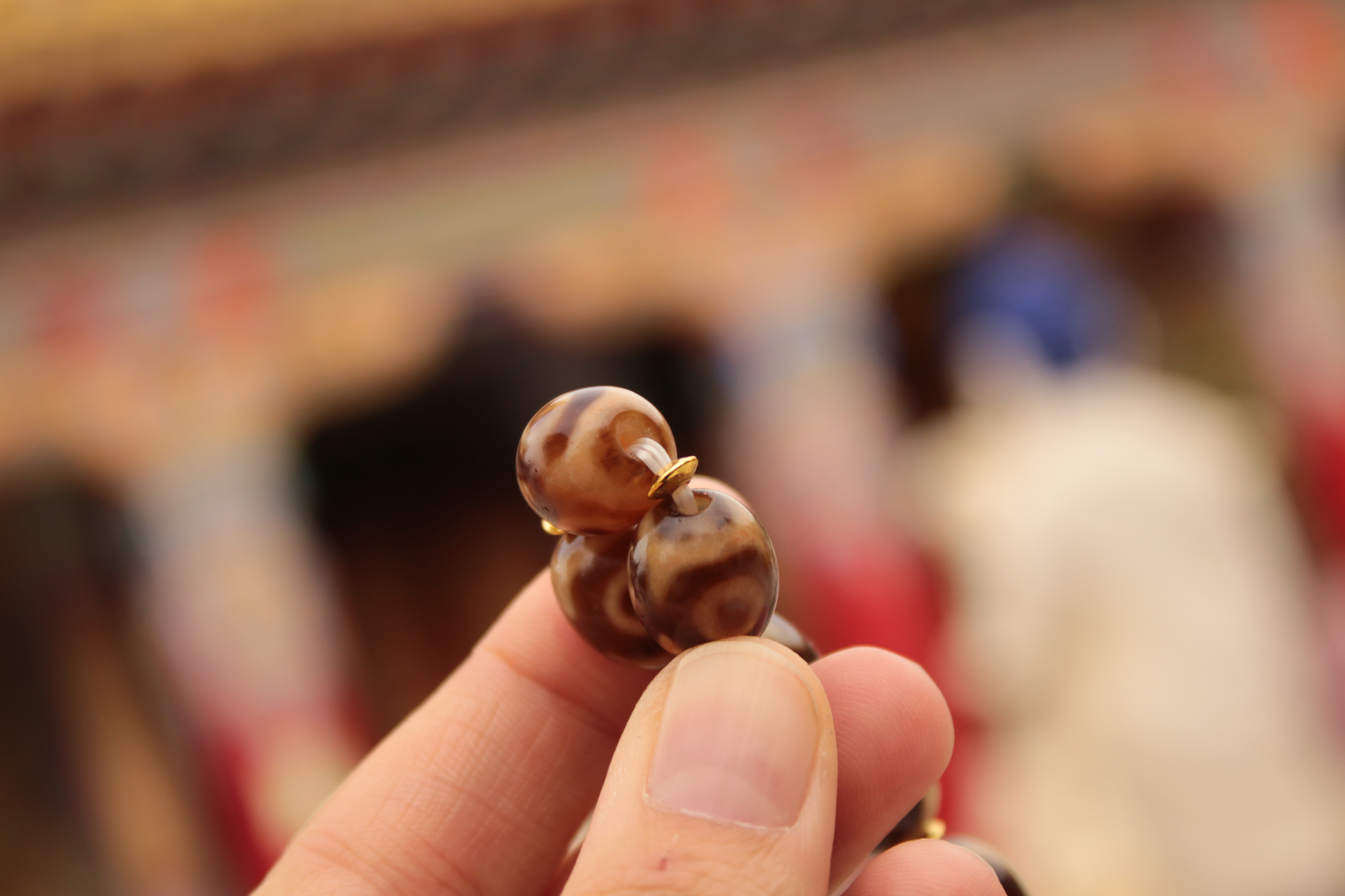 Three-Eyed Dzi Bead Bracelet（Unique ID:cp-1-5696）