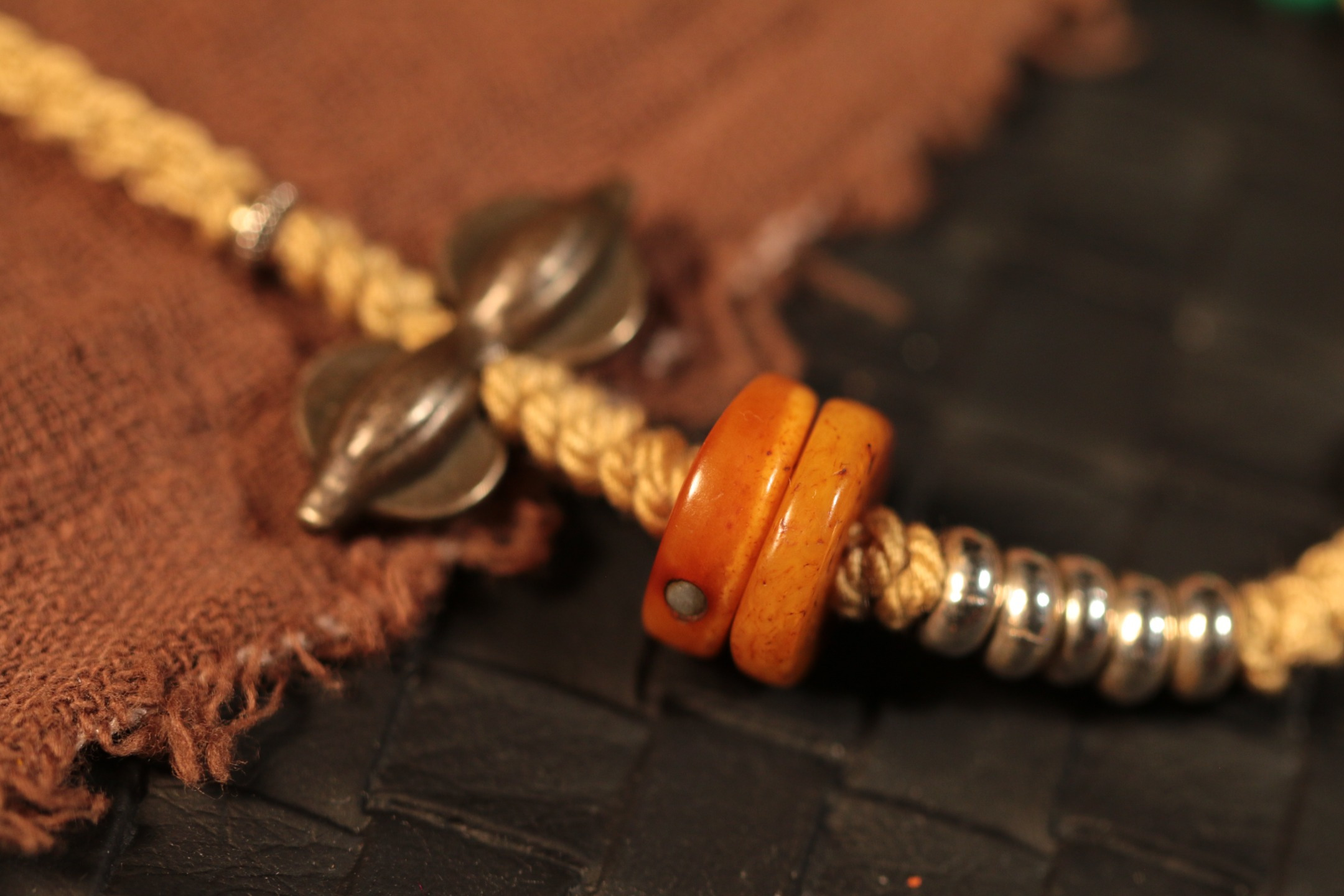 Dzi Bead and Garuda Collarbone Necklace（Unique ID:cp-2-2654）
